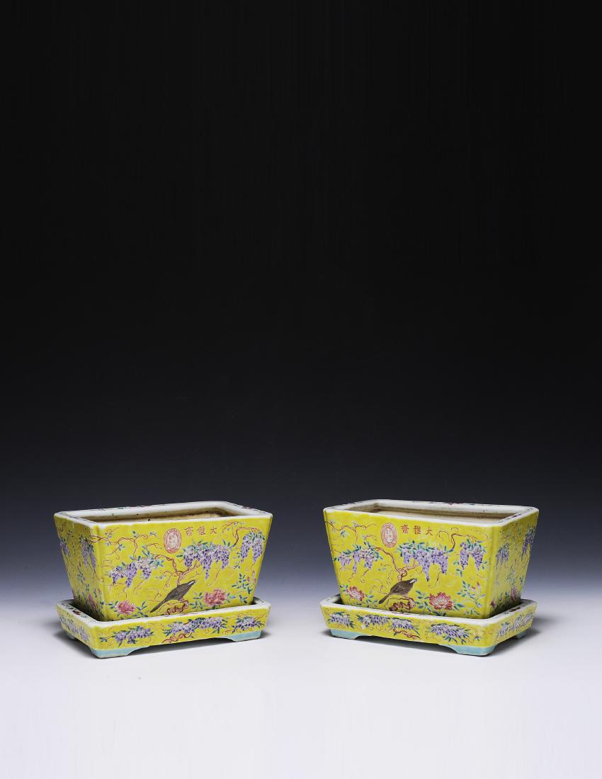 Pair of Yellow Ground Planters, Guangxu (1 of 17)