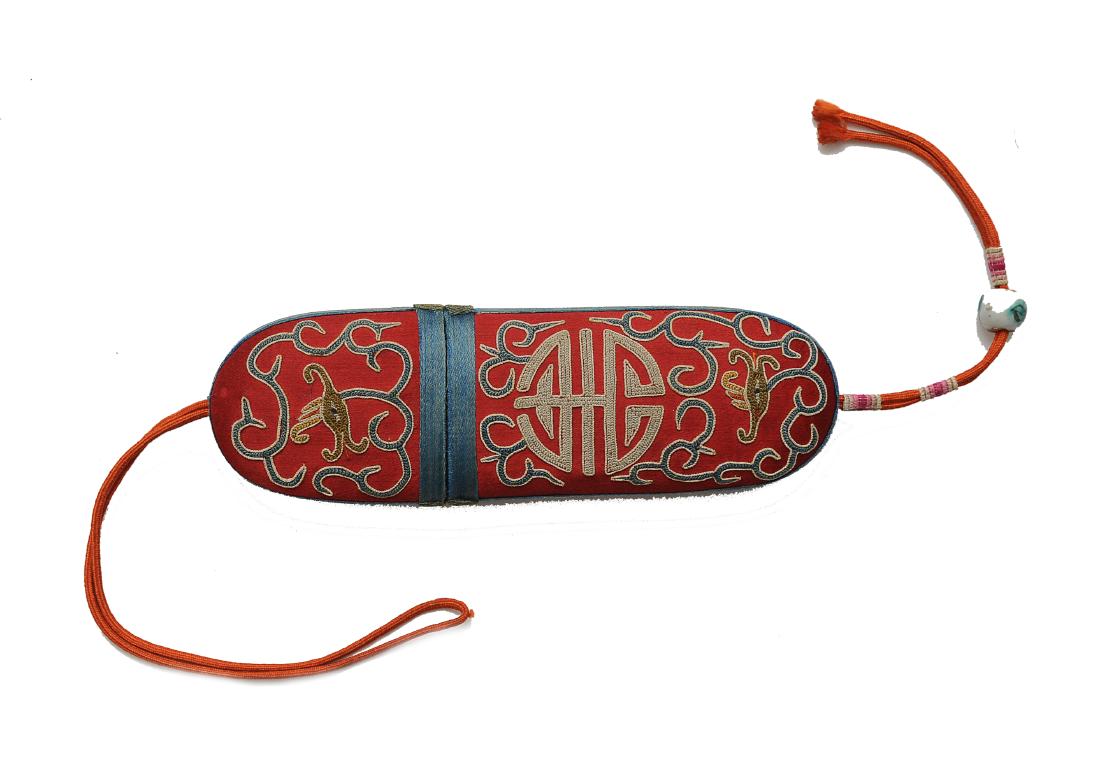 Silk Embroidered Eyeglass Holder, Early 20th Century (1 of 3)