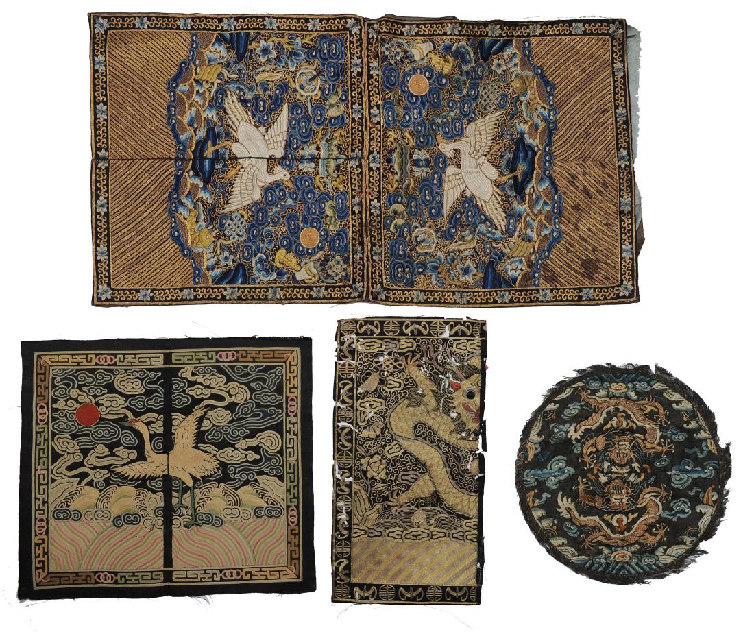 (5) Chinese Silk Ranking Badges, 19th Century (1 of 1)