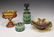 (4) Green Cut to Clear & Carnival Glass