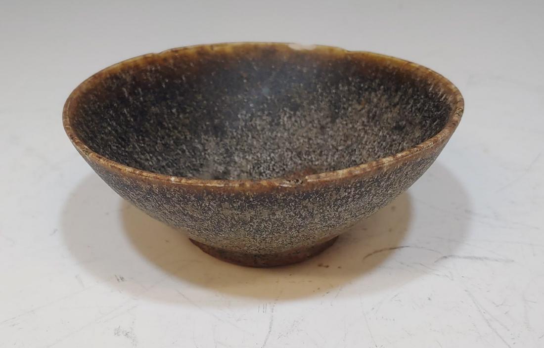 Vietnamese Shipwreck Ceramic Rabbit Fur Bowl: Vietnamese Ceramic Rabbit Fur Bowl Quang Ngai: Brown bowl originating from the Quang Ngai province in Vietnam and recovered from a shipwreck. Dimensions are: 2 inches tall X 4 3/4 inches diameter. All
