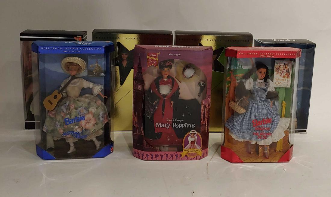 (7) MIB Hollywood & TV Show Barbies: Includes: a) 1993 Walt Disney's Mary Poppins doll by Mattel; b) 2004 Grease Sandy Barbie; c) 2010 Pink Label Samantha from Bewitched; d) 1994 Barbie as Dorothy in The Wizard of Oz from Hollywood Legen