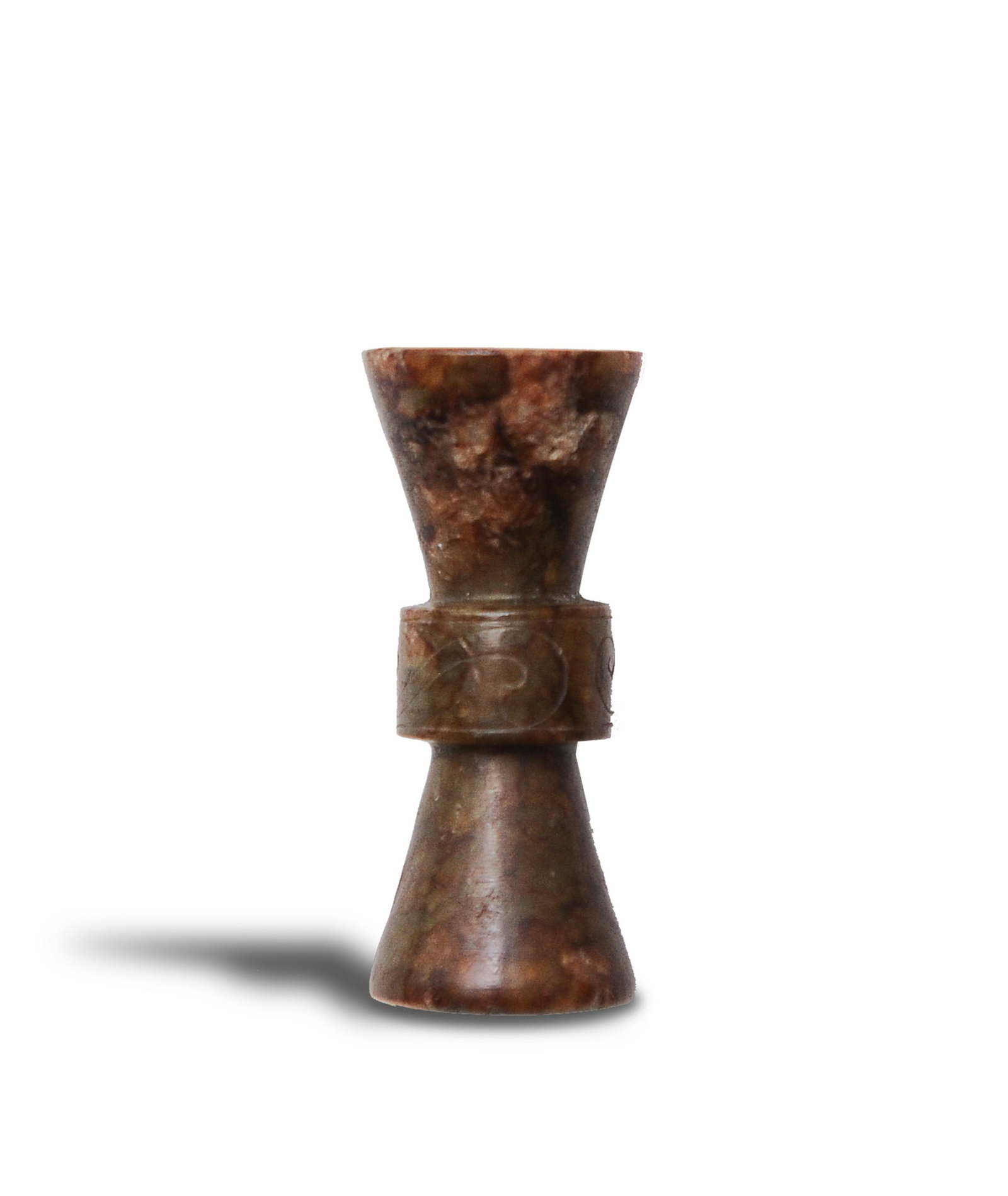 Chinese Brown Jade Gu Form Cylinder, Han Dynasty: 漢代 玉圓管A Chinese jade gu form cylinder with an incised central band and dating from the Han dynasty. Dimensions are: 1 1/2 inches tall X 1/2 inches wide. All measurem