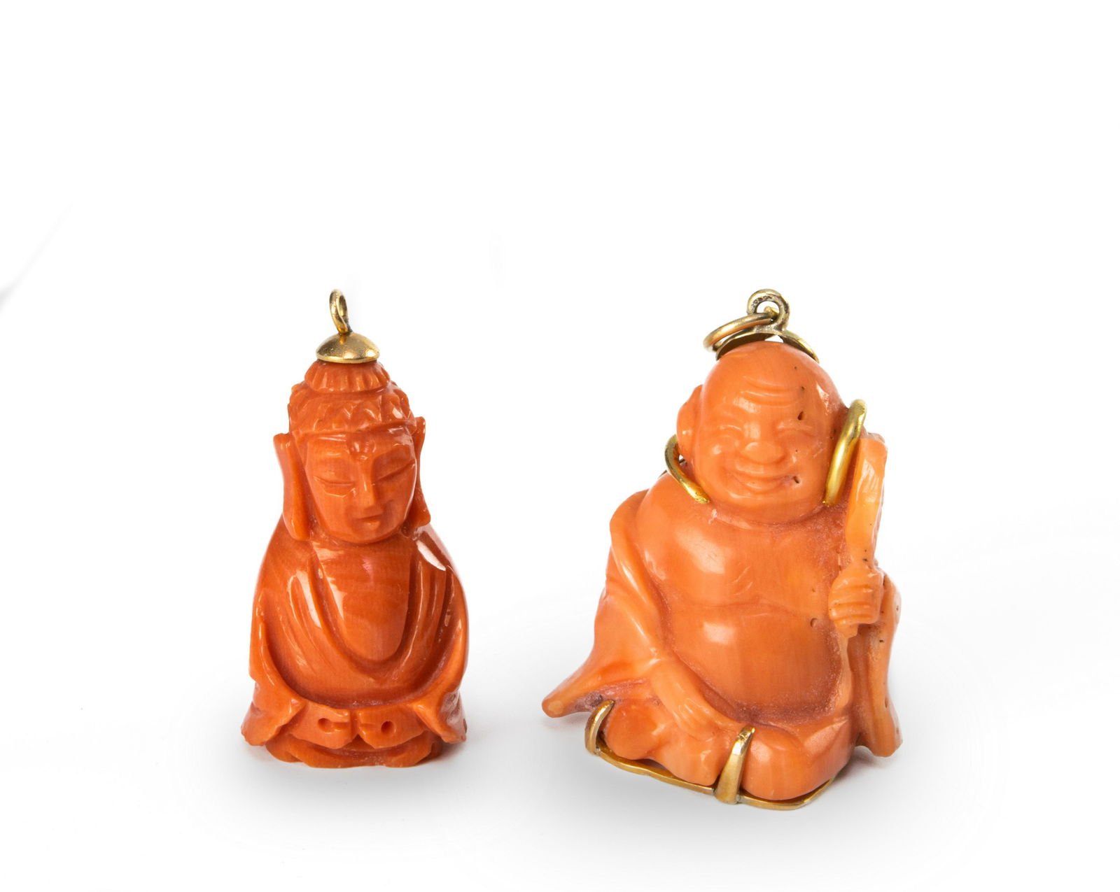 Two Coral Carved Buddha Pendants, 19th Century (1 of 6)