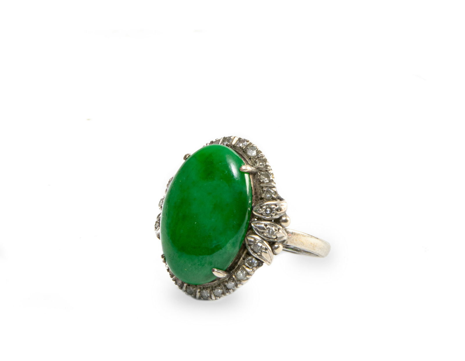 Chinese Jadeite Ring with Diamonds, 19th -20th Century (1 of 2)