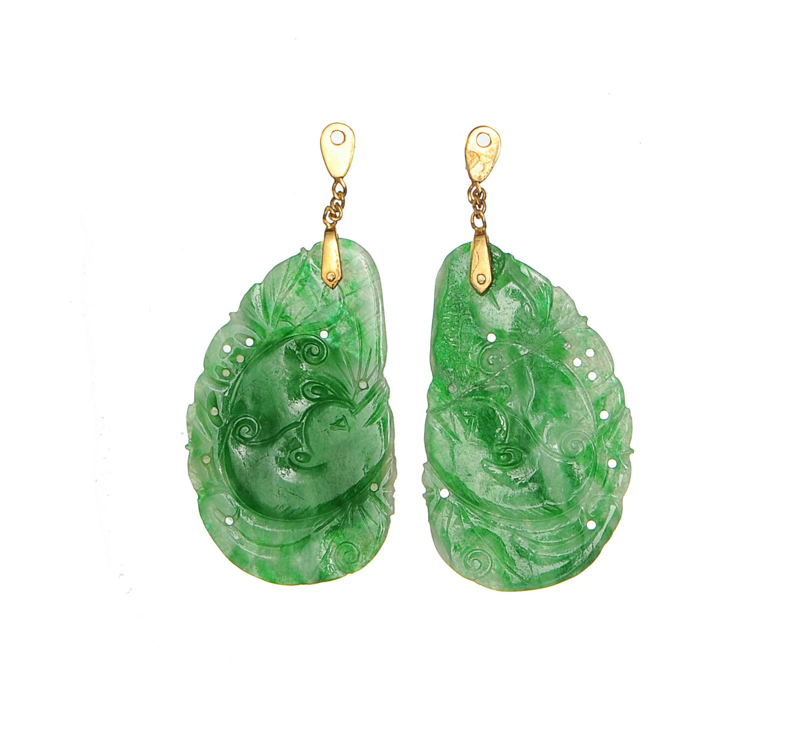 Pair of Chinese Jadeite Earrings, 19th Century (1 of 2)