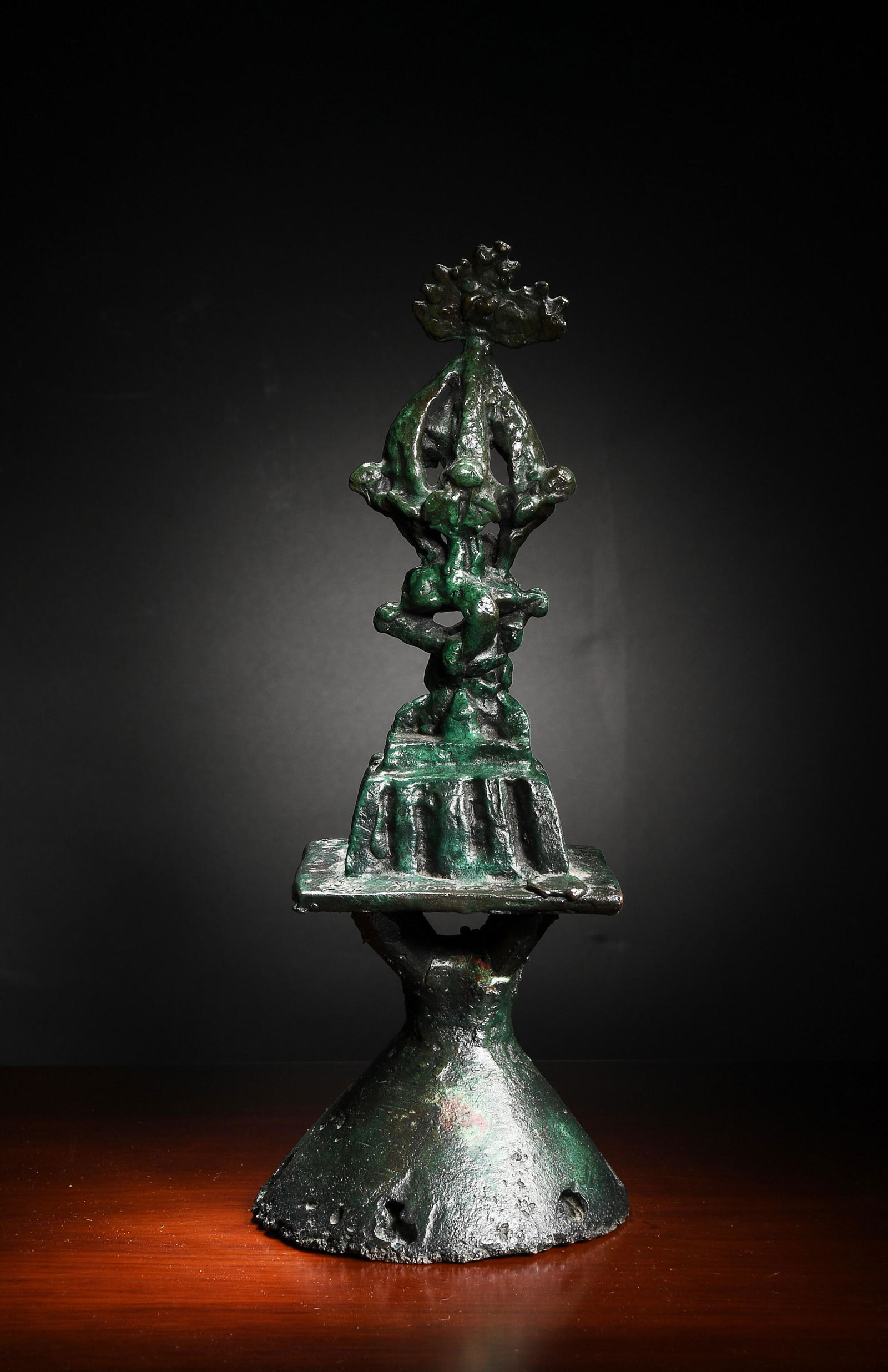 Jacques Lipchitz Study Peace on Earth Cast Bronze: Jacques Lipchitz (French-American, 1891-1973), "First Study for Peace on Earth," 10/15, 1967. The cast, patinated bronze is a small scale version of an early design for the 15-ton bronze sculpture ins