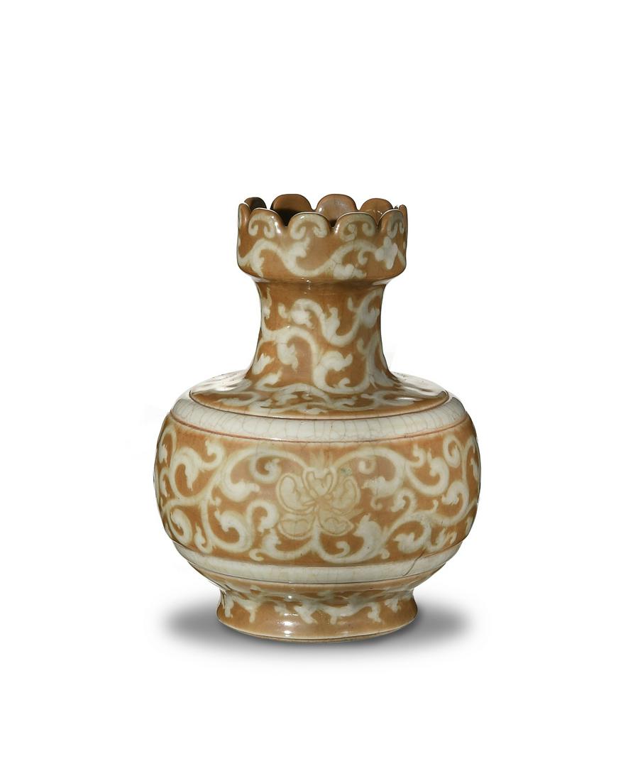 Chinese Brown Ground White Porcelain Vase, 19th Century (1 of 6)