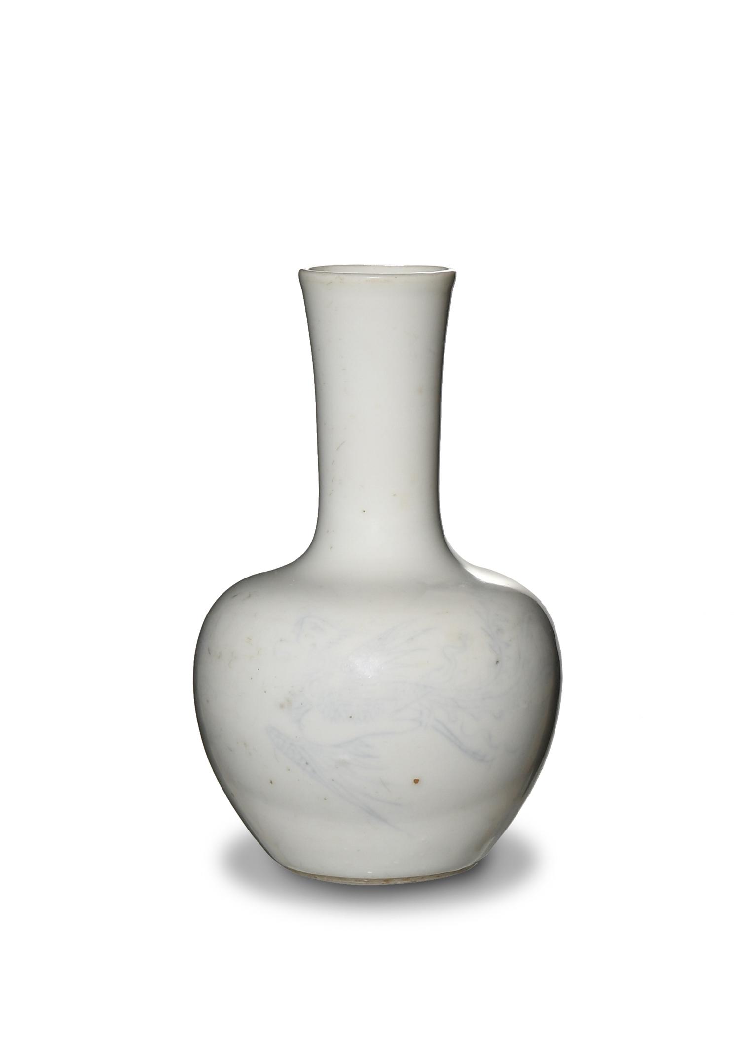 Chinese White Glaze Incised Vase, Late 19th Century (1 of 5)