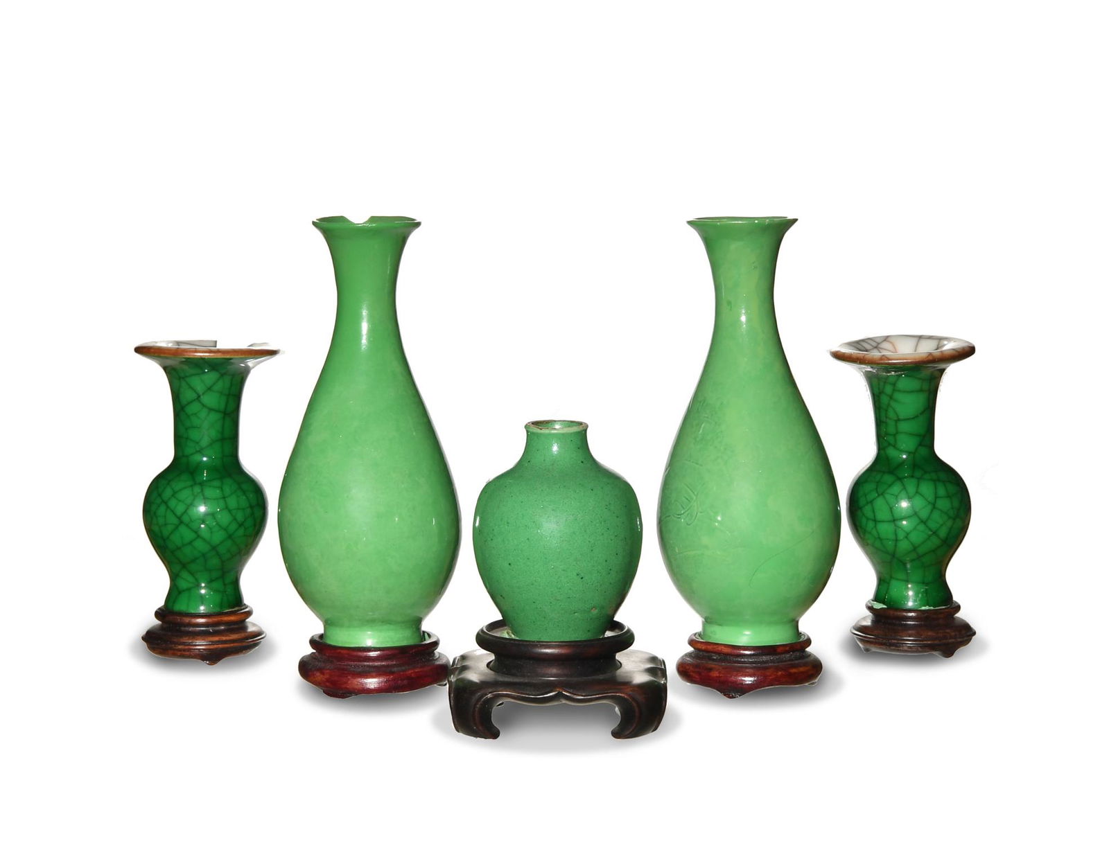 Group of 5 Chinese Green Glazed Vases, 18-19th Century (1 of 8)