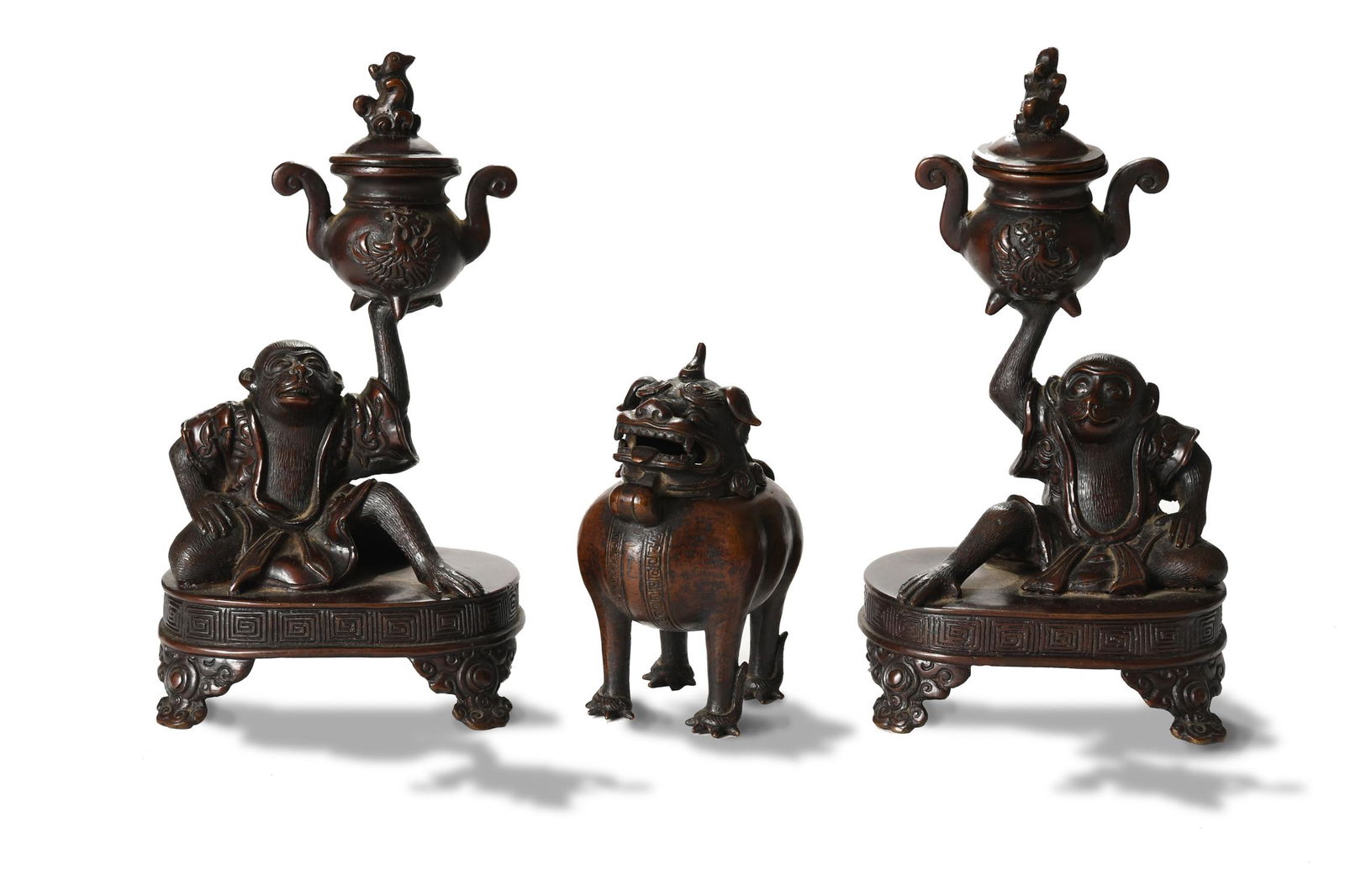 Japanese Meiji Fu Dog Bronze Censer and Monkeys (1 of 6)