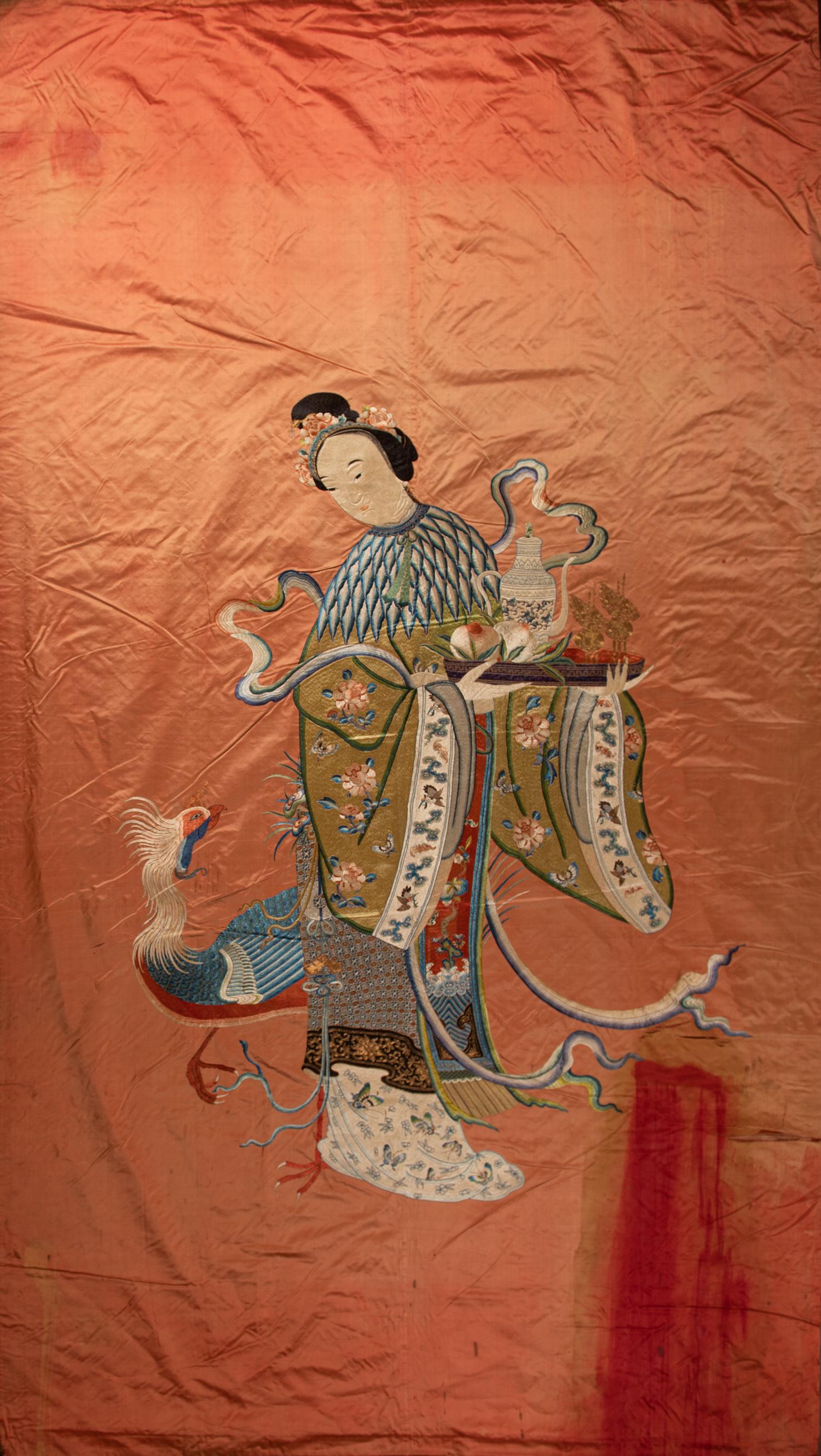 Chinese Large Silk Embroidery of Magu, 19th Century (1 of 7)