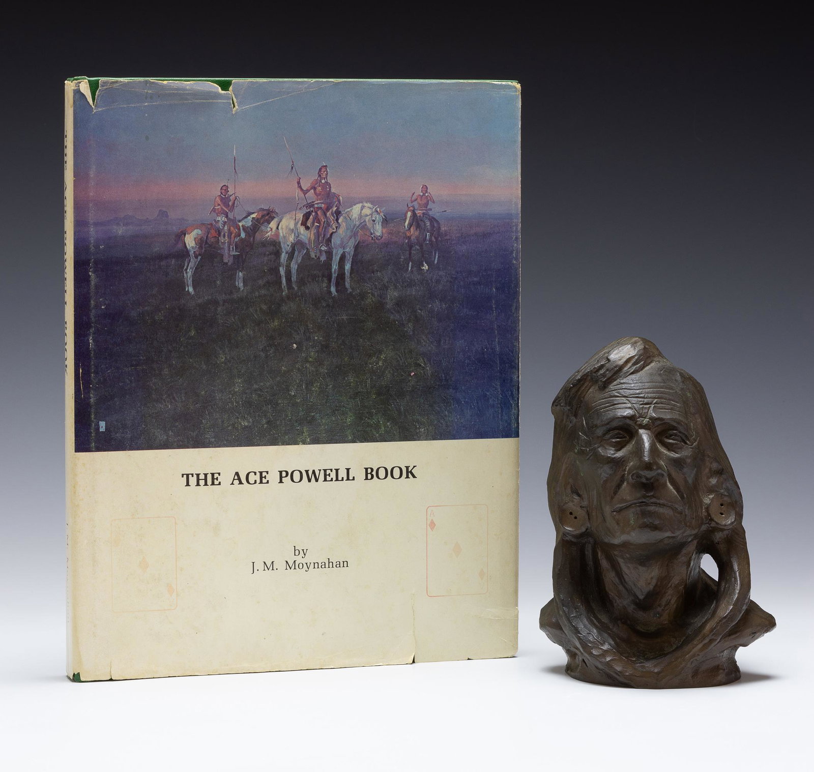 Ace Powell Bronze Bust Blackfeet - Book & Pamphlet: Asa 'Ace' Lynn Powell (American, 1912-1978) bronze bust, "Blackfeet" depicting the bust of a Native American, artist's signature cast in the bronze. Impressed number: 16 out of an edition of 30. Also 
