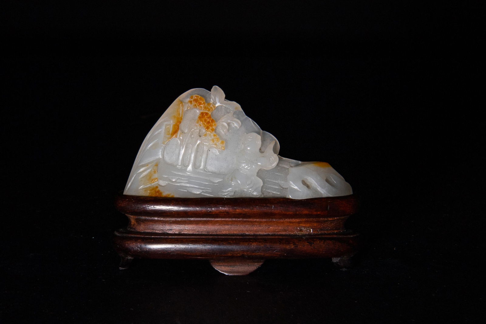 Chinese White Jade with Brown Skin Carving, 18th (1 of 3)