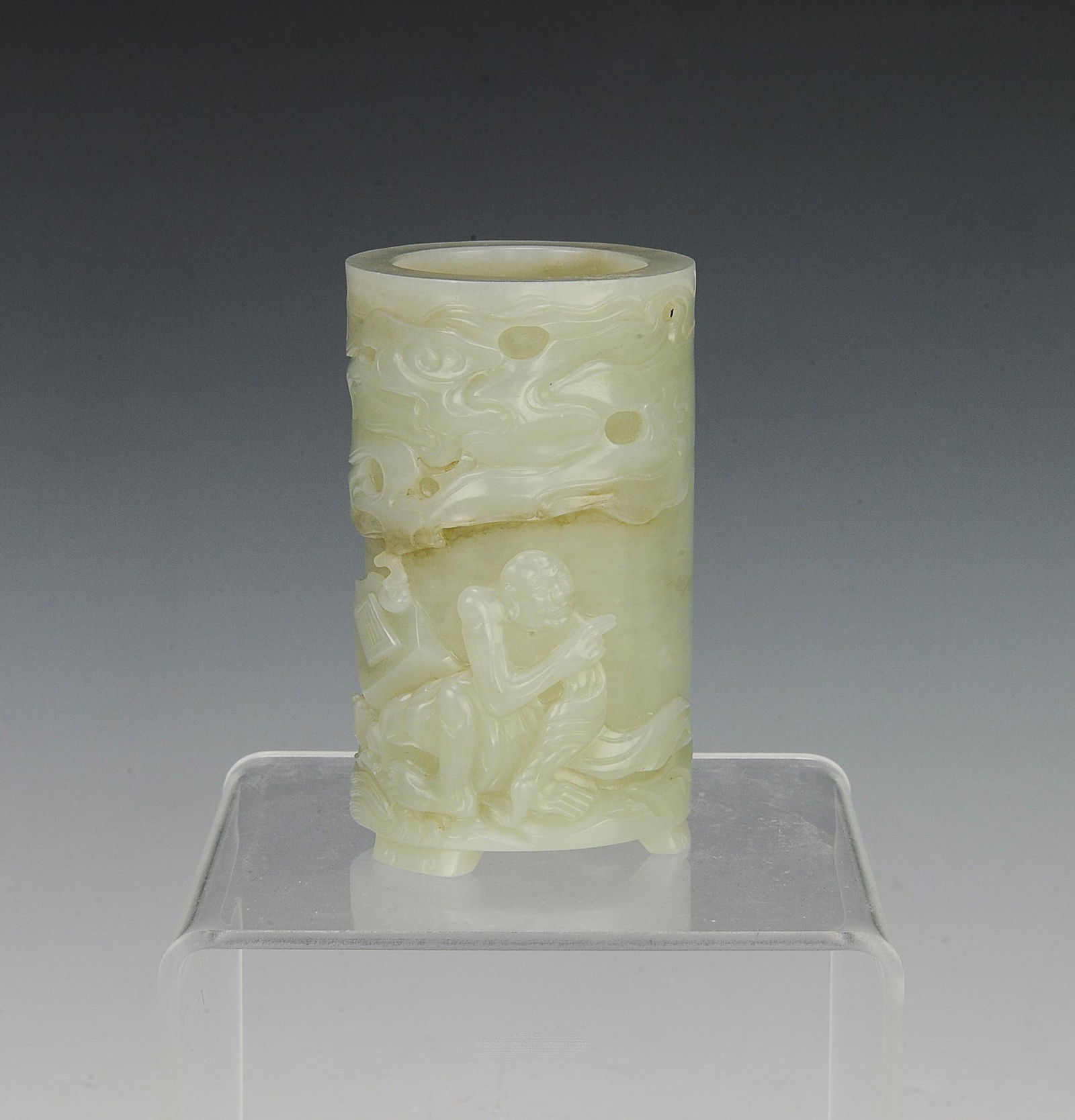 Chinese Jade Luohan Brush Holder, 18th-19th Century (1 of 6)