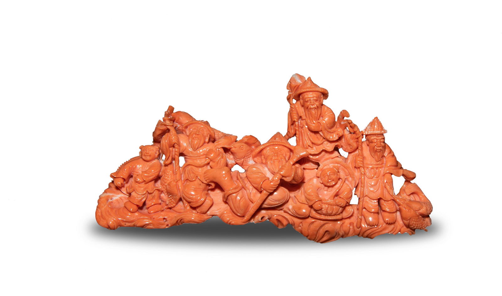 Chinese Coral Carving of Fishermen, 20th Century (1 of 6)