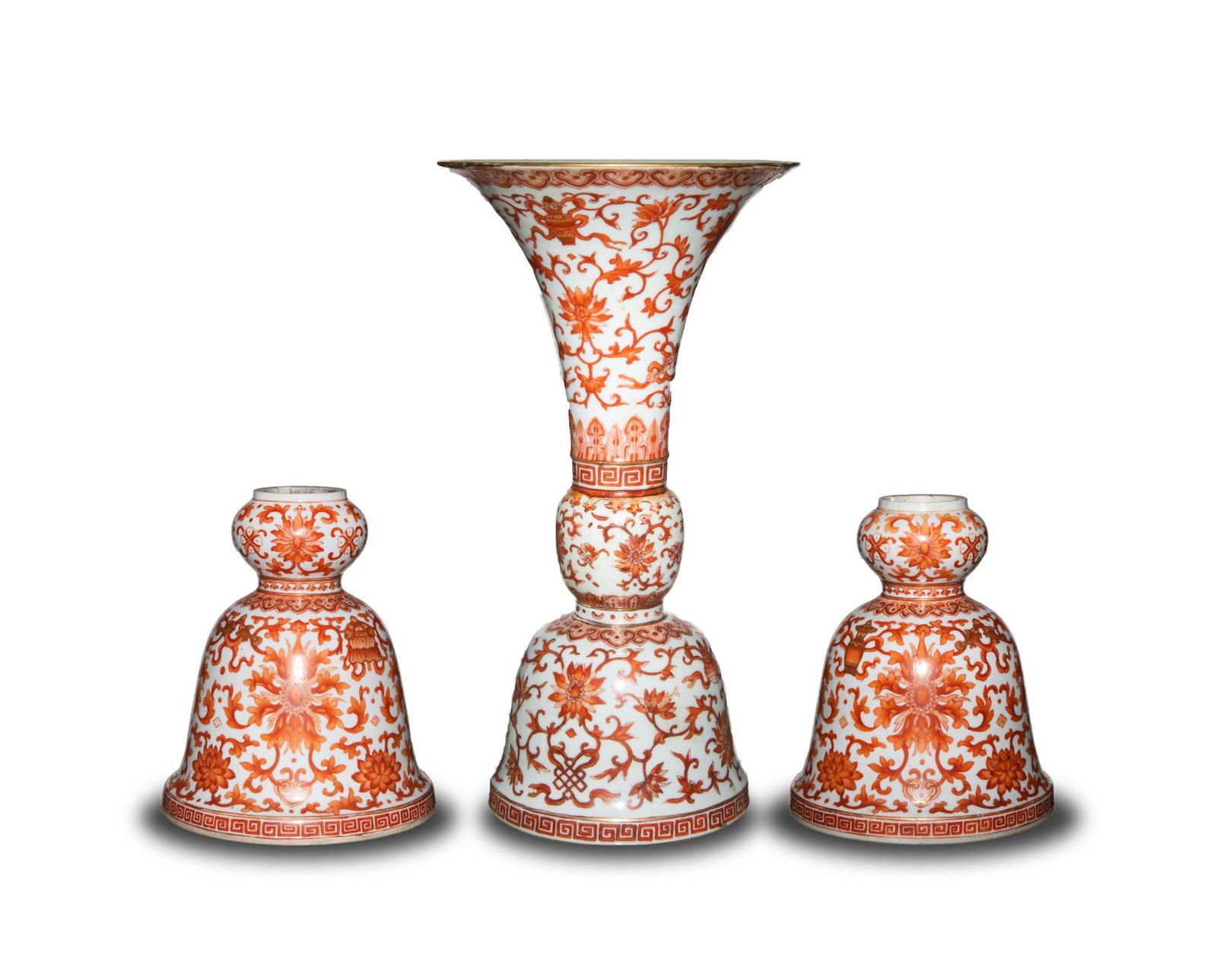 Imperial Chinese Gu Vase with 2 Half Gu Vases (1 of 19)