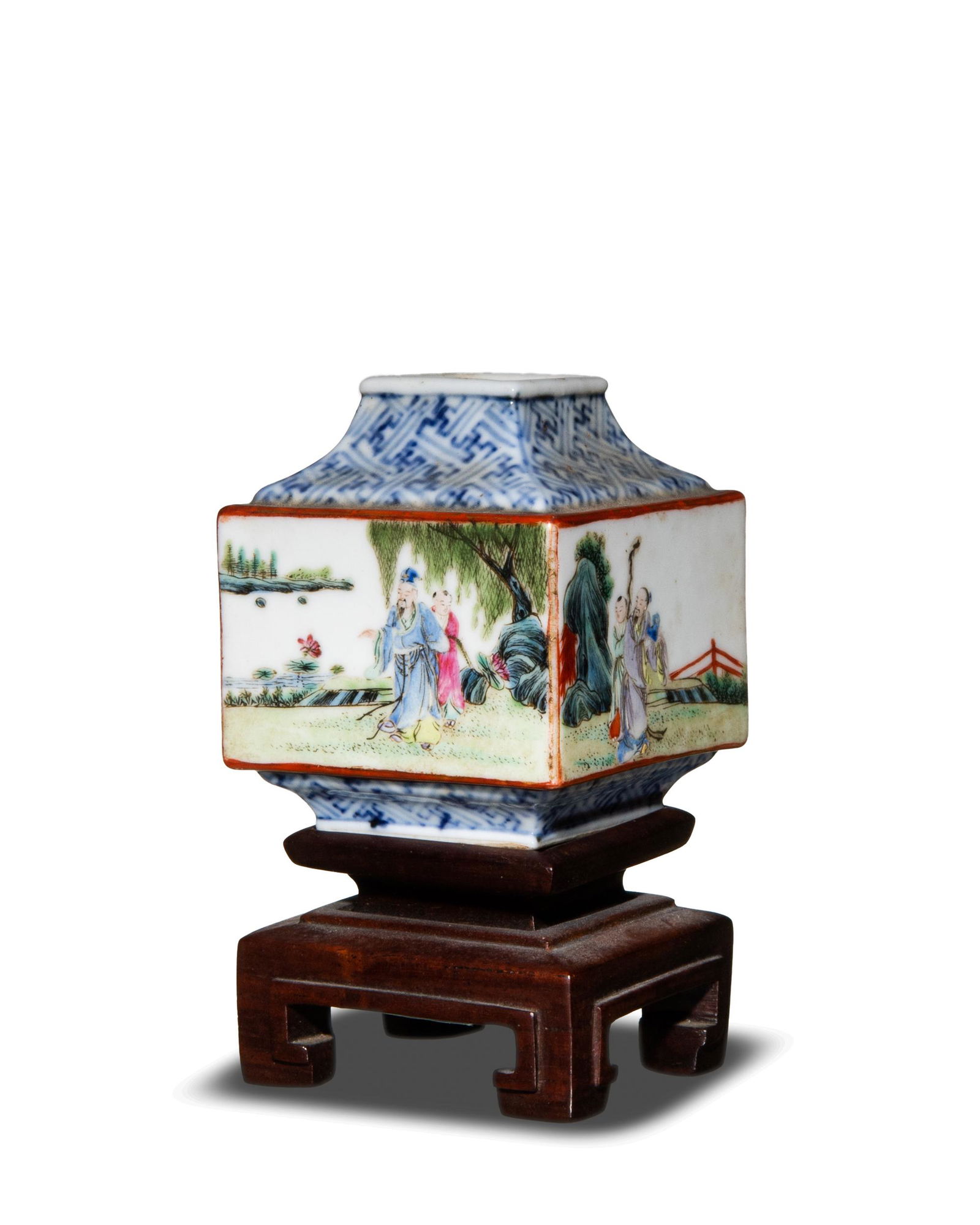 Chinese Square Porcelain Water Coupe, Republic (1 of 10)