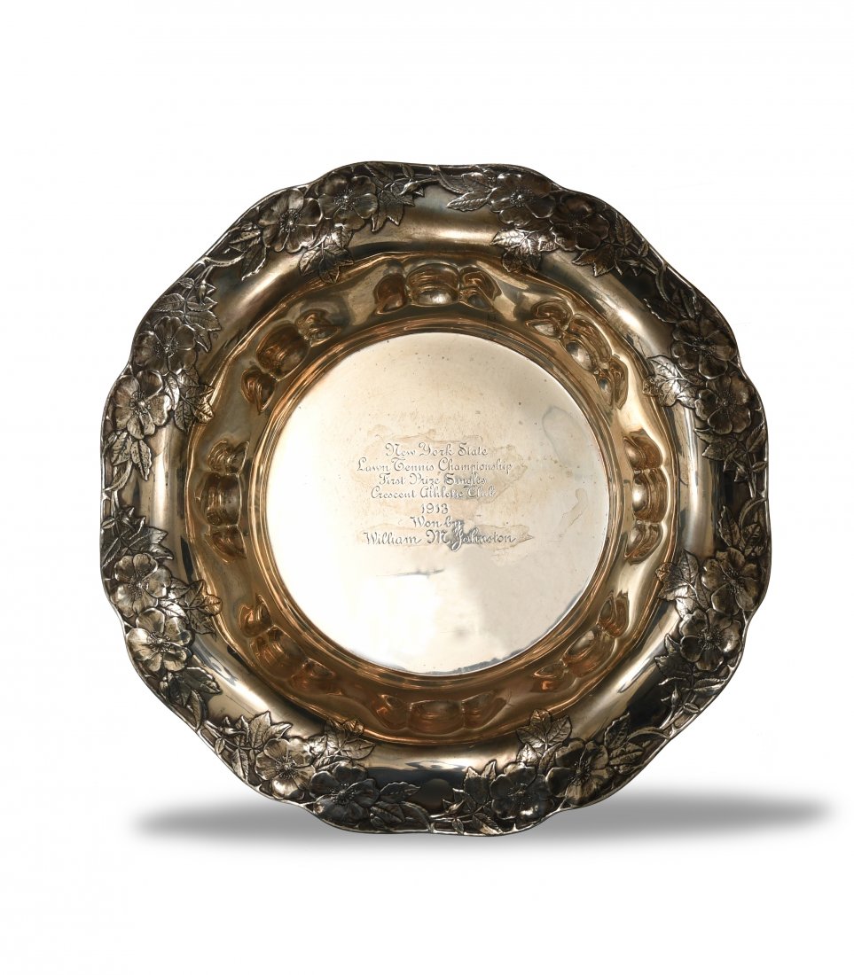 Tiffany & Co., William M. Johnston Tennis Trophy: Tiffany & Co. (American, founded 1837,) sterling silver. Trophy for 1st prize in singles for the New York State lawn tennis championship, presented to William Marqiutz 'Little Bill' Johnston, in 1913.