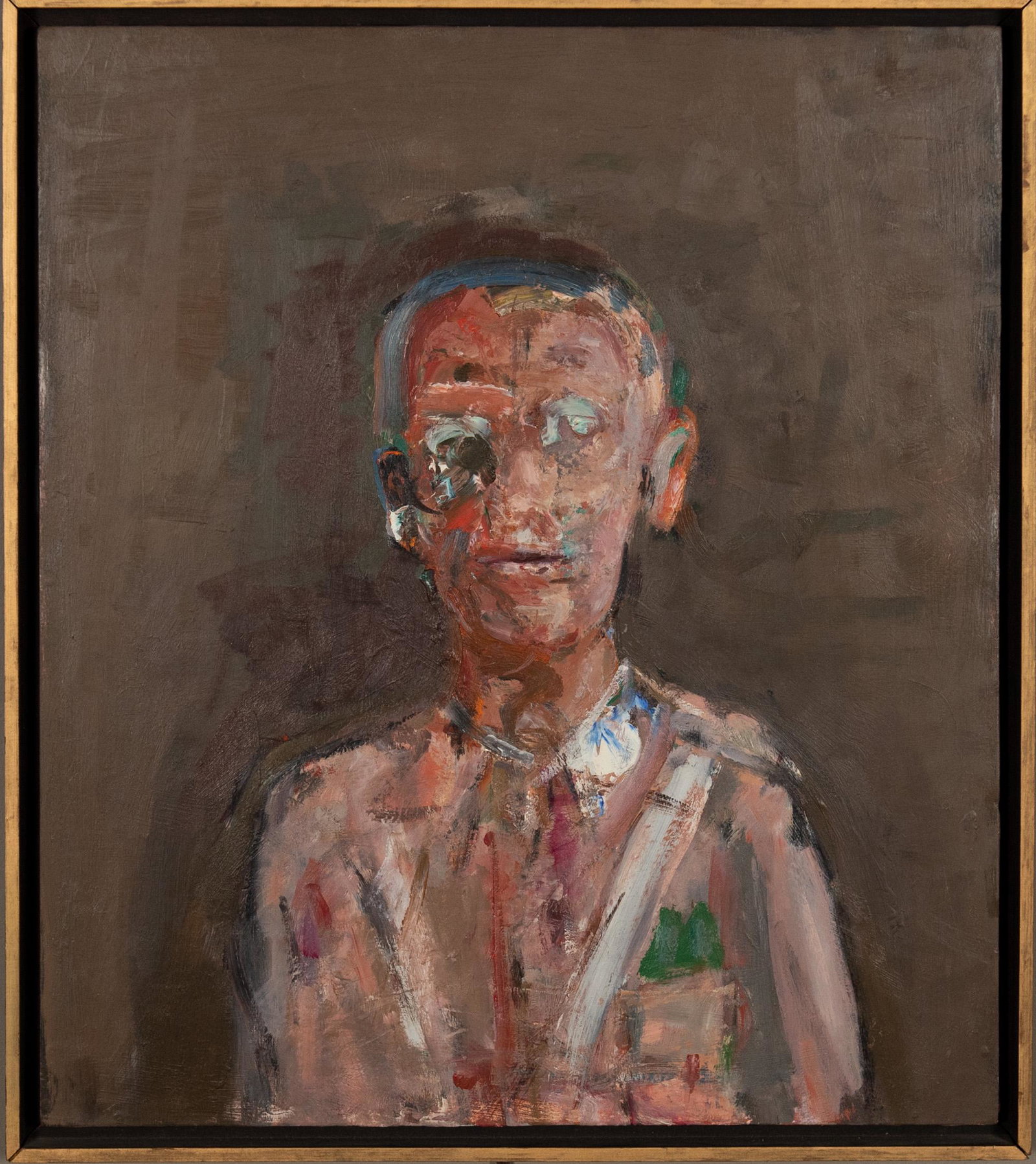 Dean Richardson, Military Man: Dean Richardson (American, B. 1931,) acrylic on canvas, 1978. Depicted is a man in uniform. It is signed by the artist on verso. Dimensions: sight size-22 inches tall X 19 1/4 inches wide; 55.9 cm tal