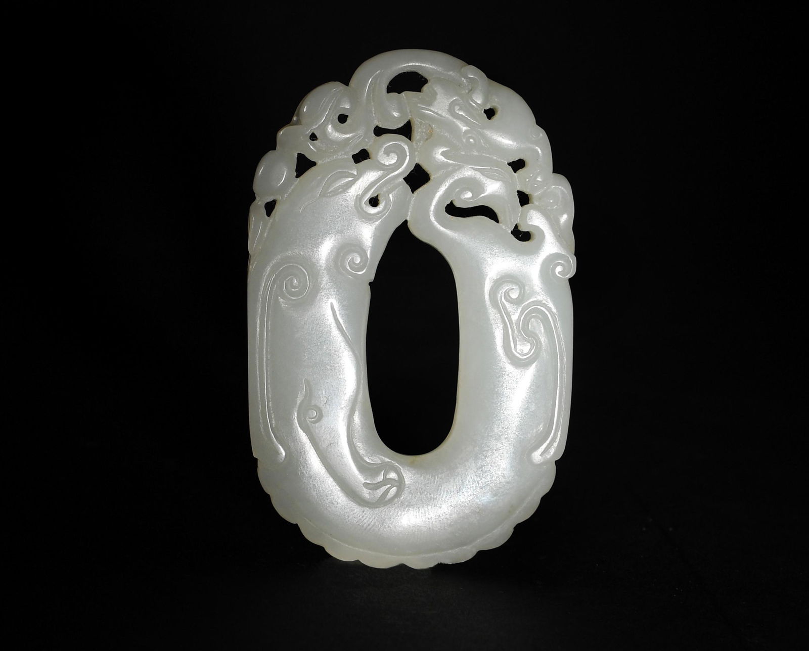 Chinese White Jade Disk with Chilong, 18th Century (1 of 4)