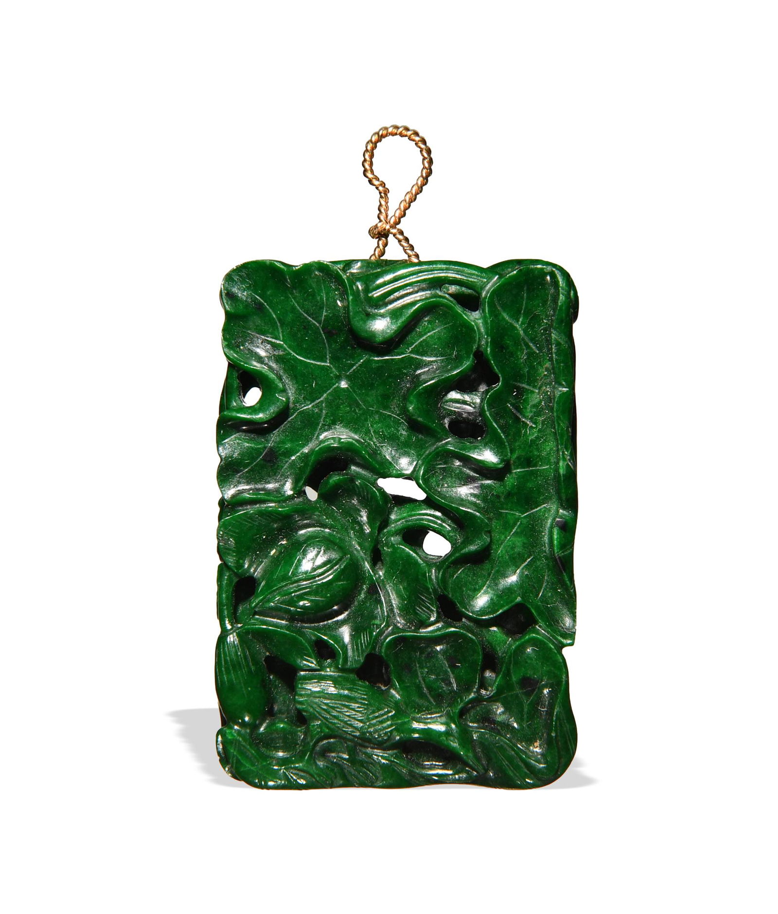 Chinese Jadeite Plaque Carved with Lotuses, 19th (1 of 7)