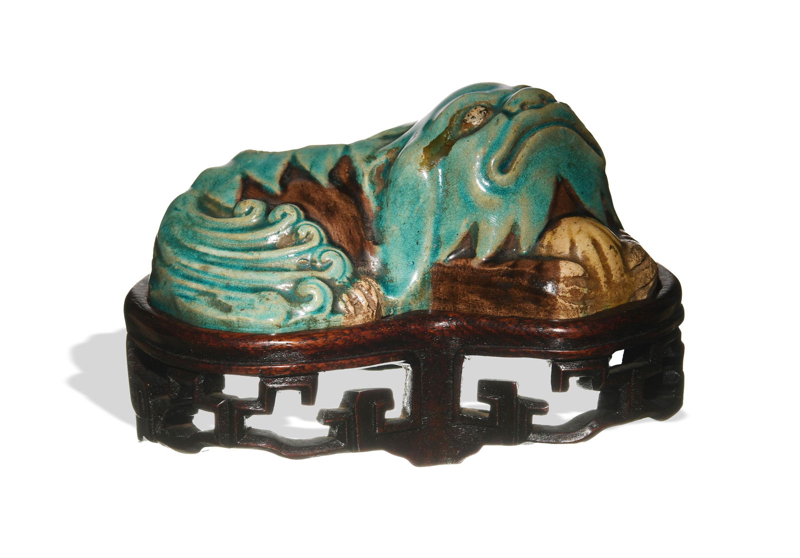 Sancai Water Coupe with Hardwood Stand, 18-19th Century (1 of 12)