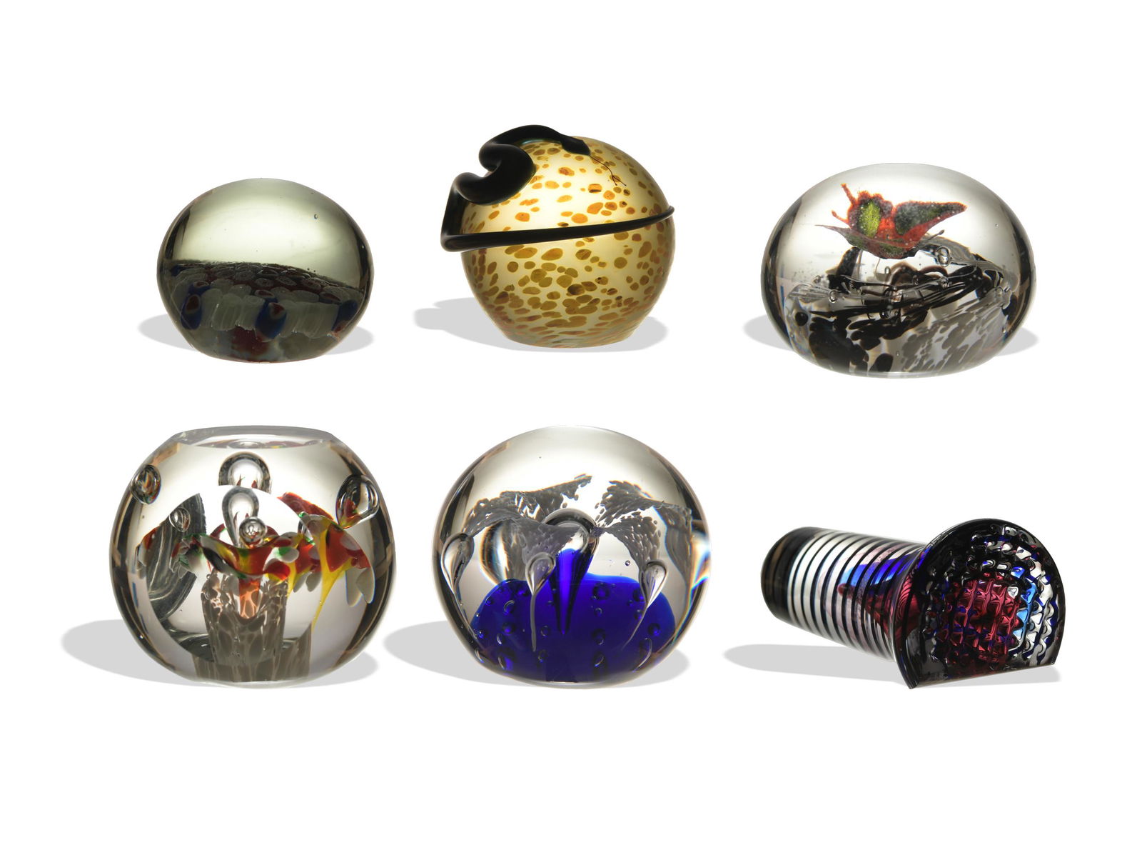 6 Art Glass Paperweights (1 of 9)