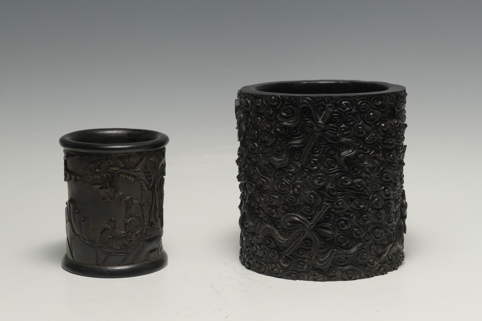 2 Chinese Hardwood Brush Pots, Modern (1 of 9)