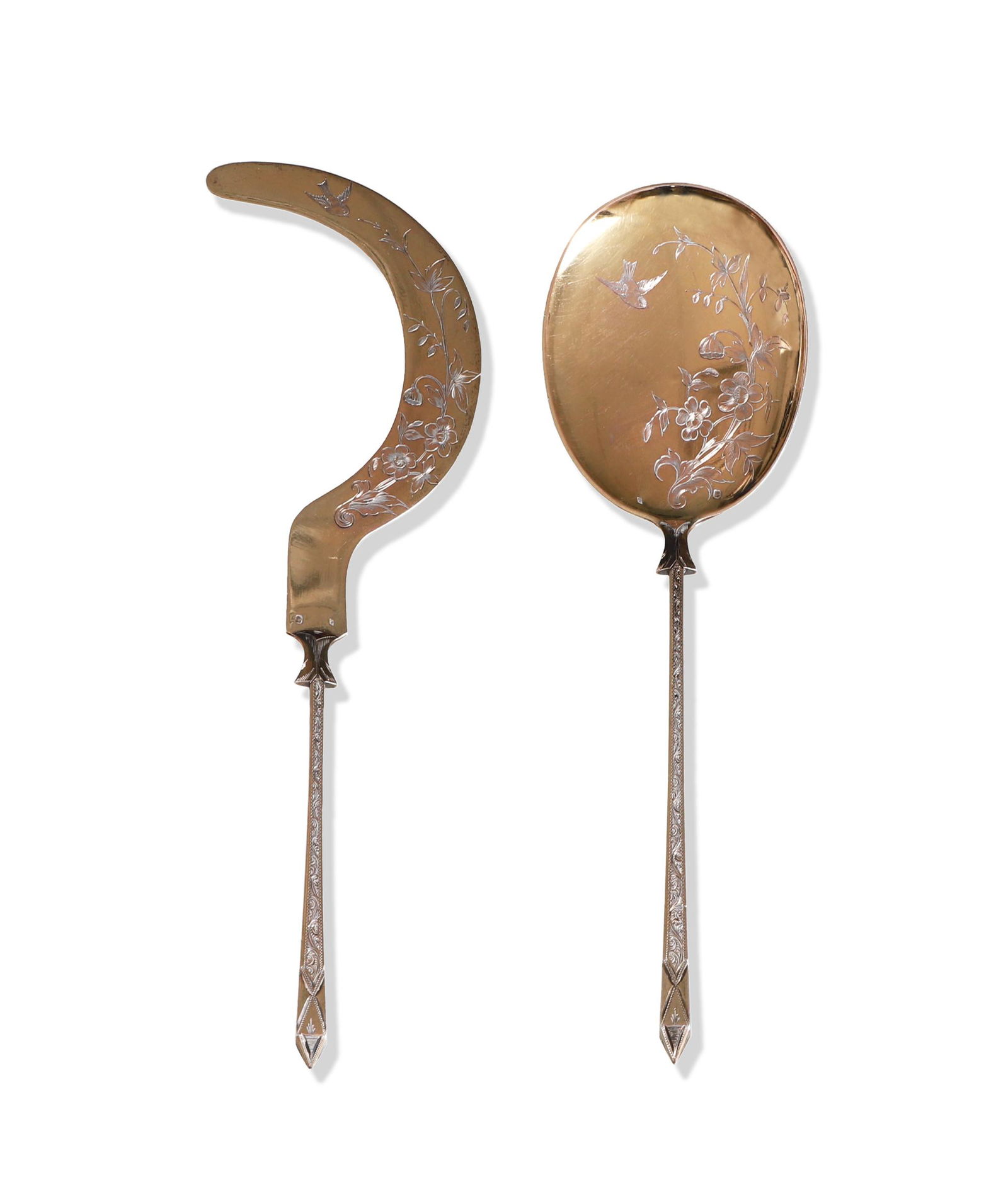 French Silver Vermeil Ice Cream Cutter and Spoon (1 of 3)