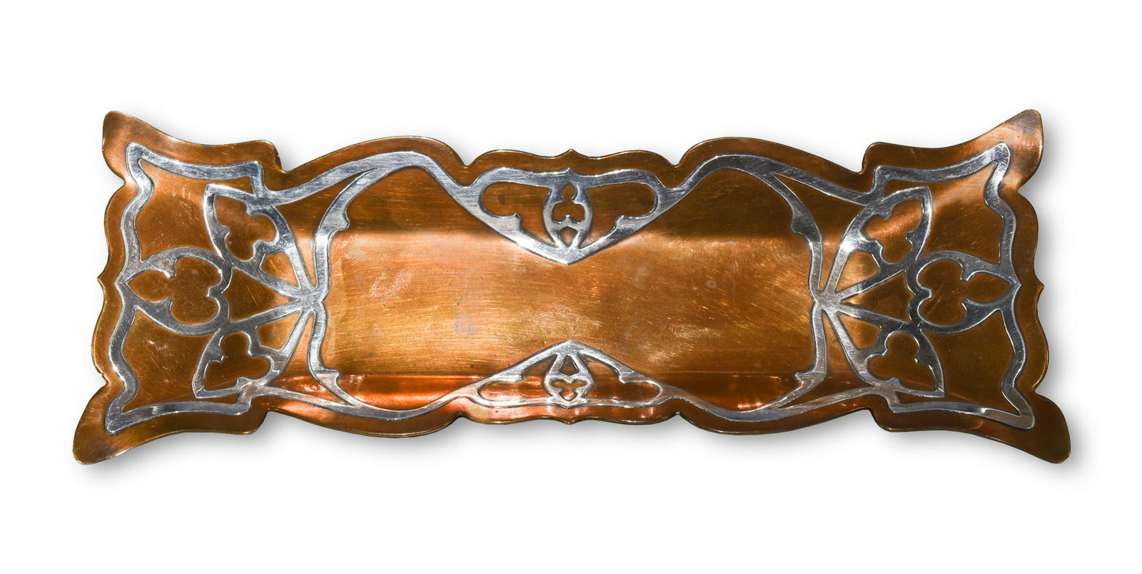 Art Nouveau Sterling on Copper Pen Tray (1 of 5)