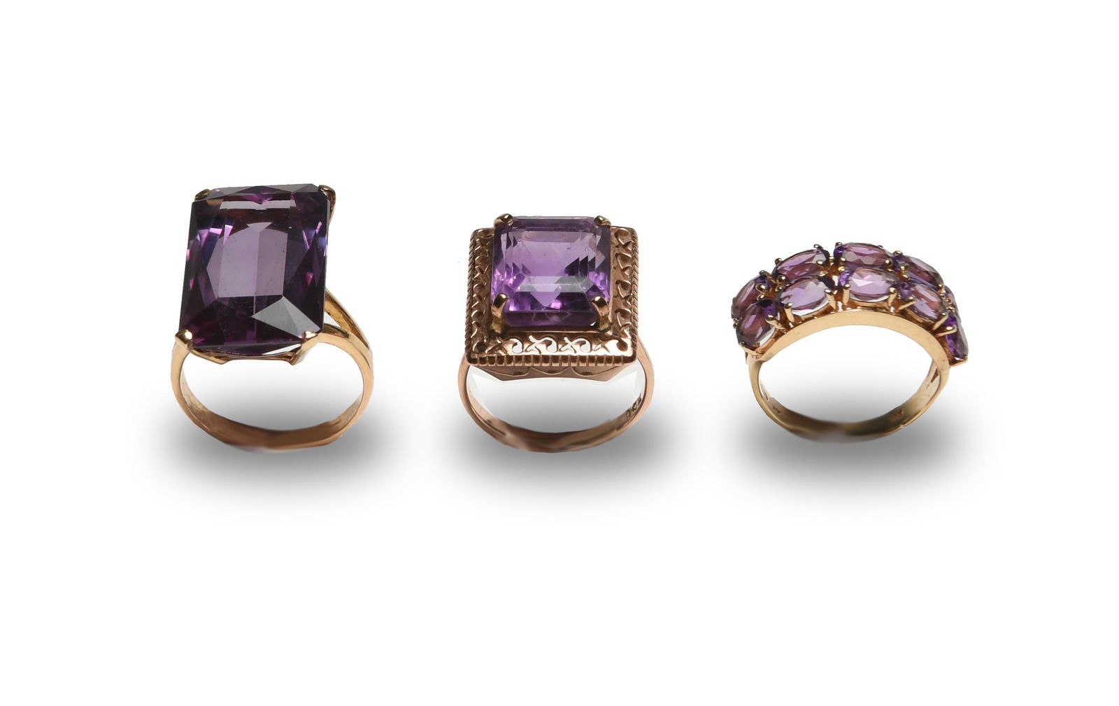 3 14K Gold and Amethyst Rings (1 of 6)