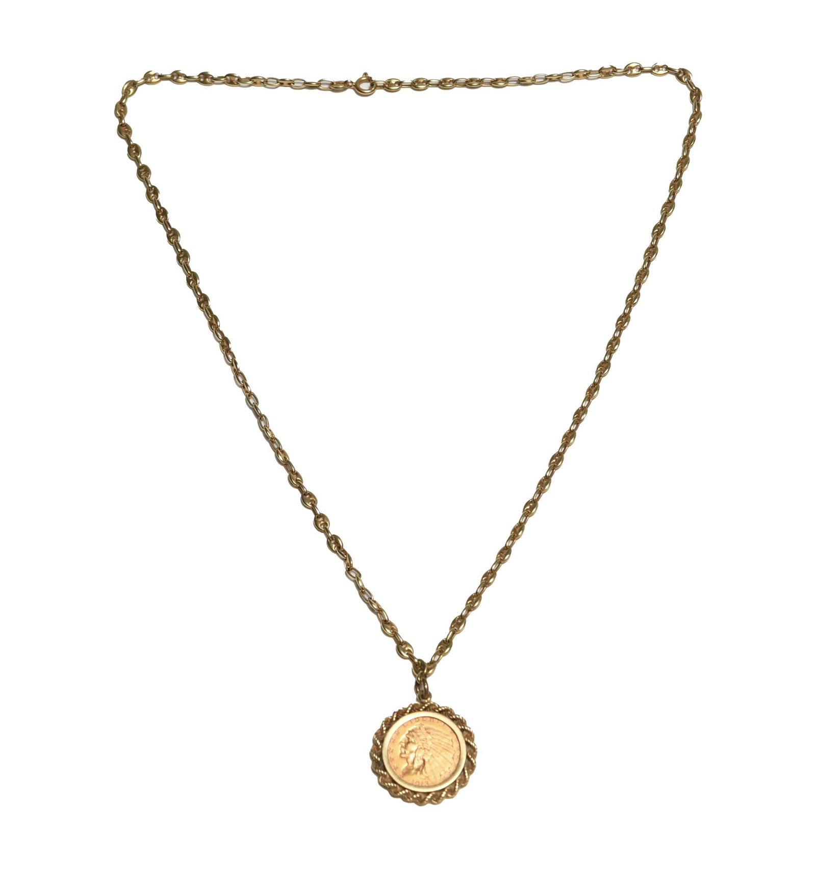1913 $2.50 Gold Indian with 14K Chain and Pendant (1 of 6)