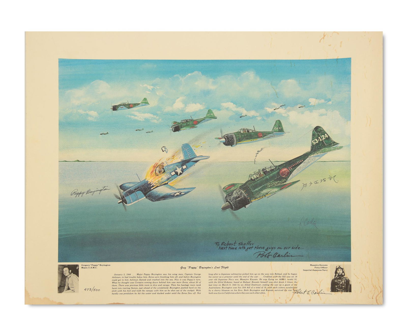 Pappy Boyington, Bob Carlin Signed Litho 473/500 (1 of 8)