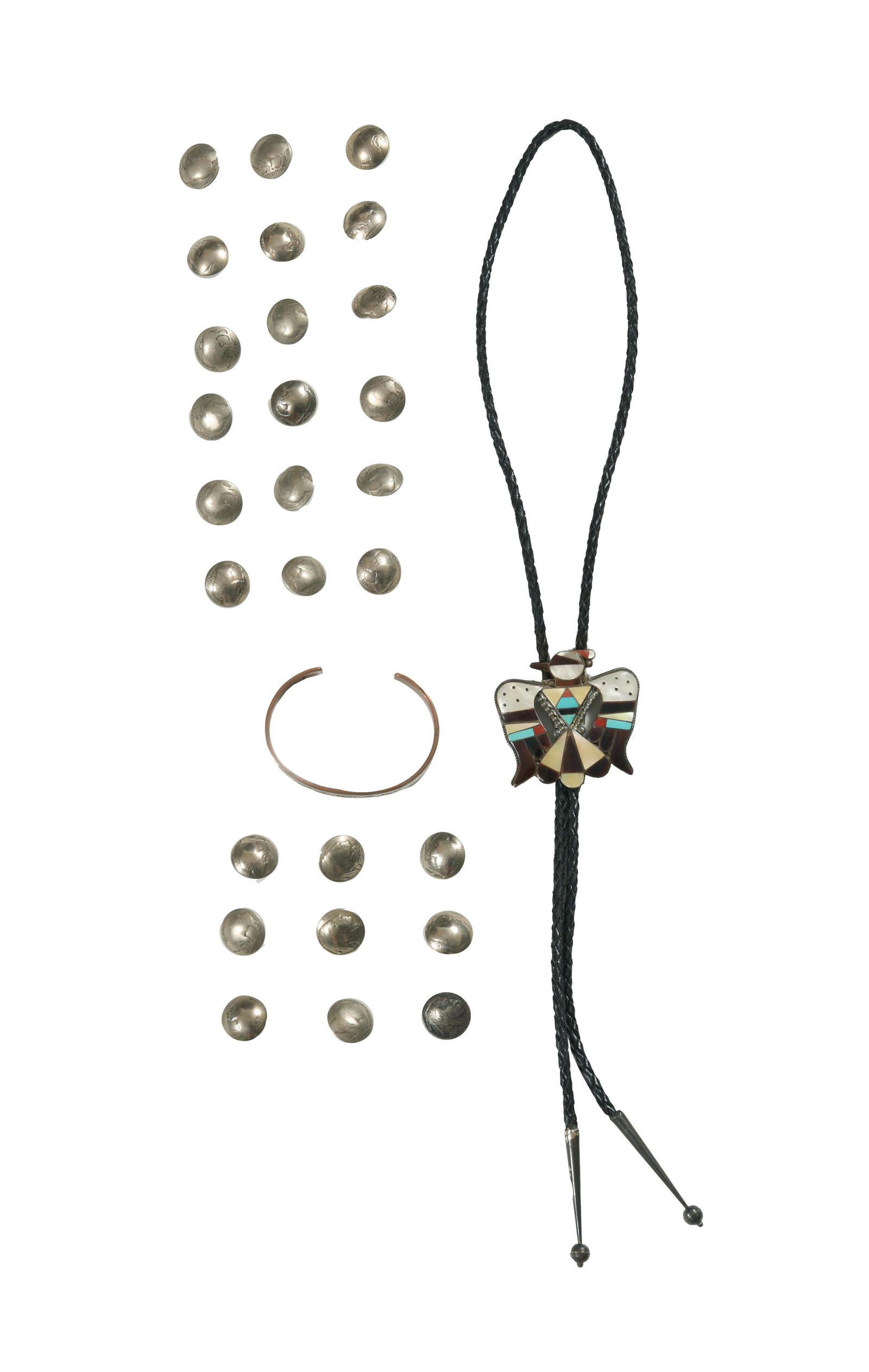 Zuni Firebird Bolo & Navajo Sterling & Copper Cuff (1 of 5)