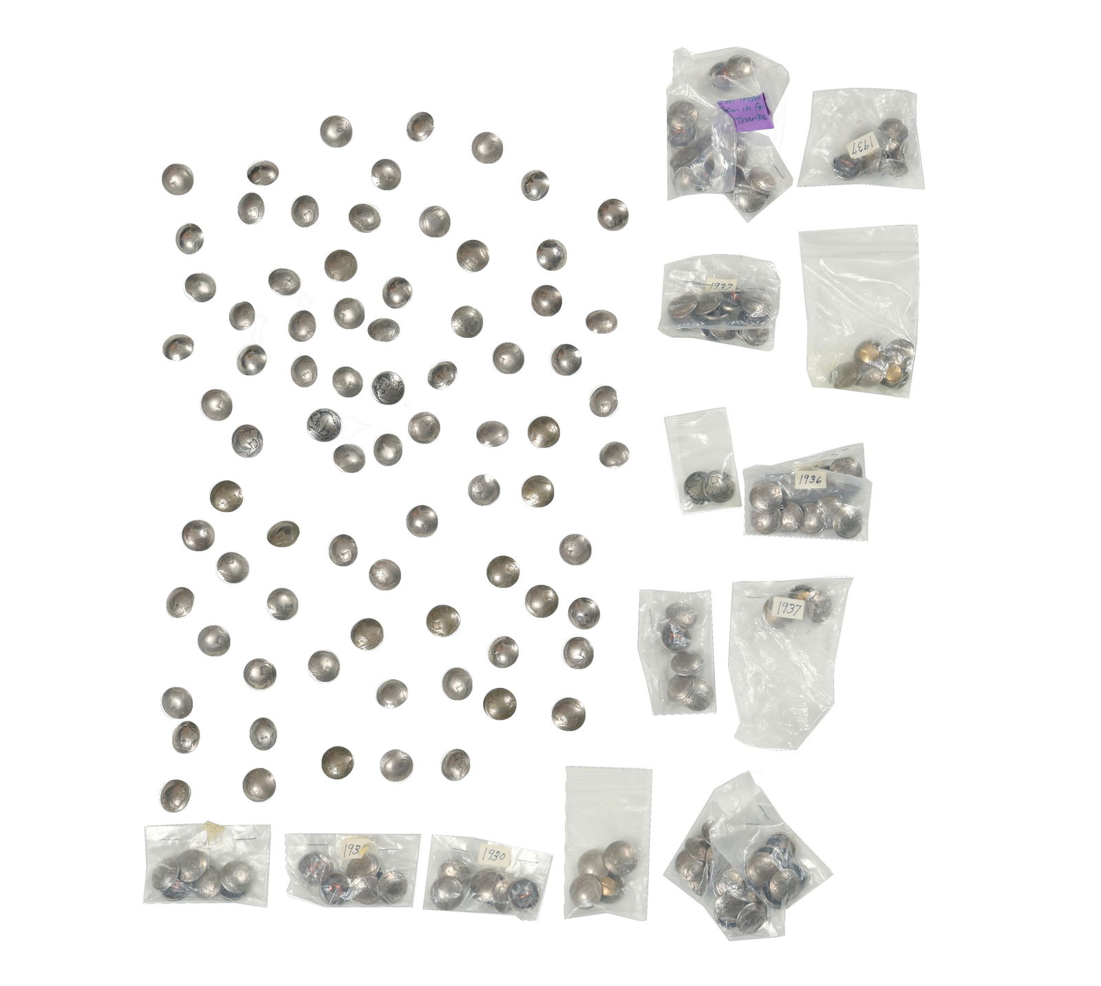 170 Native American Buffalo Nickel Buttons (1 of 5)