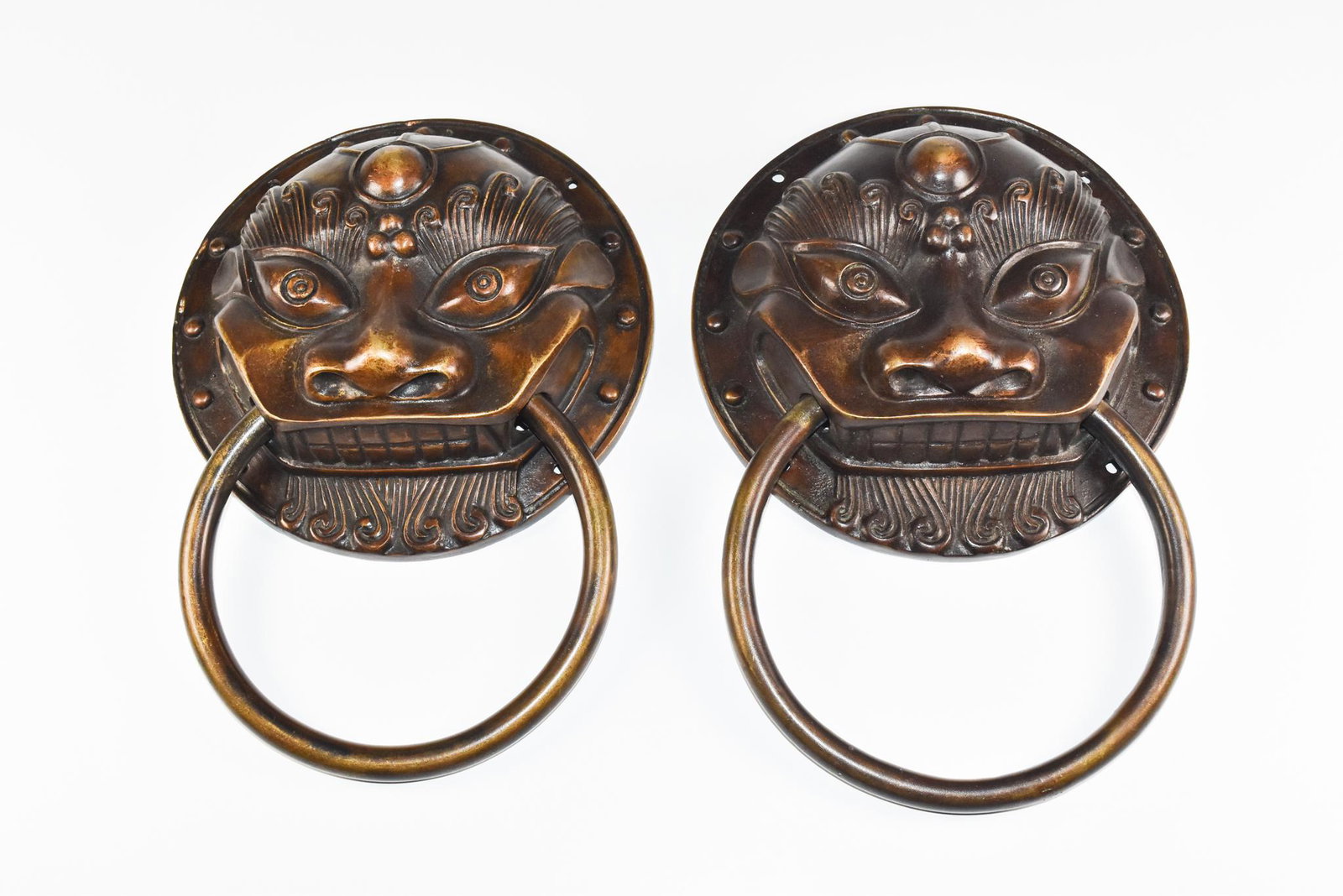 Pair of Chinese Style Fu Dog Brass Door Pulls (1 of 3)