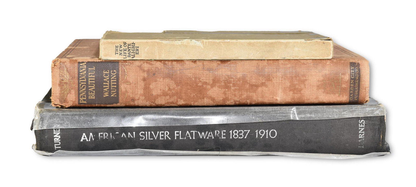 3 "The New Life of Dante Alighieri" T. Mosher 1896: Narrow octavo in original sleeve, from an edition of 925 copies on Van Gelder paper. Published by Thomas B. Mosher, Portland, Maine, 1896. Comes with: Pennsylvania Beautiful by Wallace Nutting, 1935, 