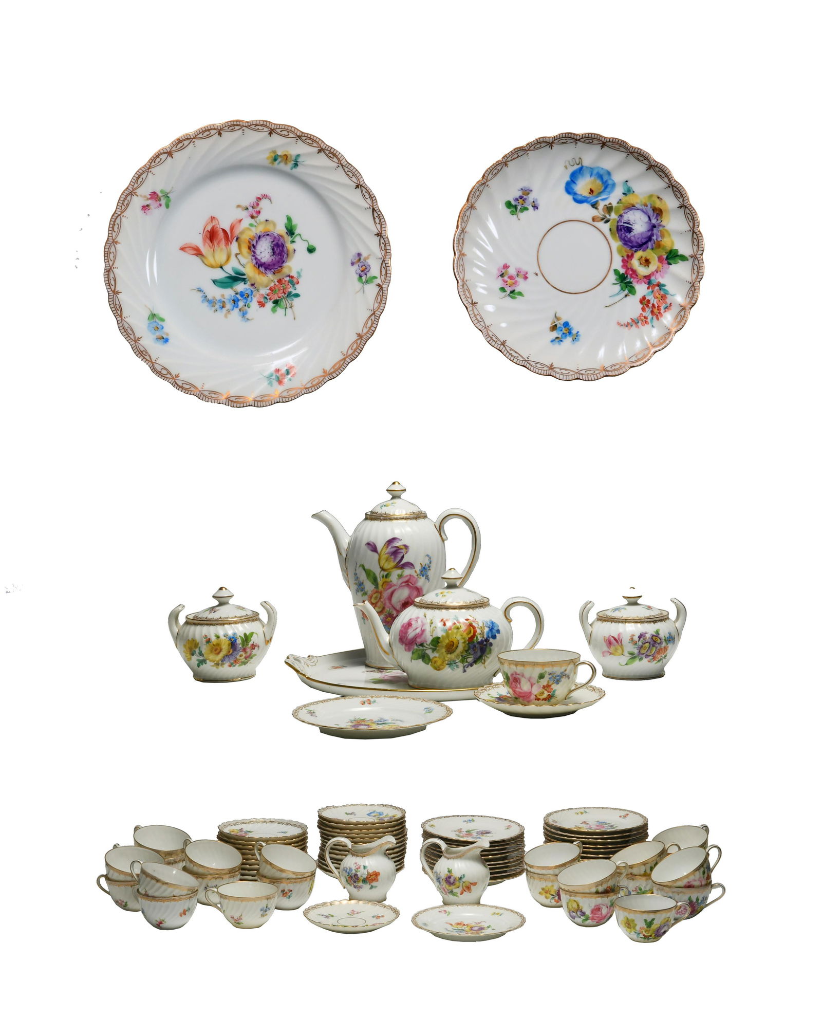 80 Piece Dresden Porcelain Luncheon - Tea Set (1 of 15)