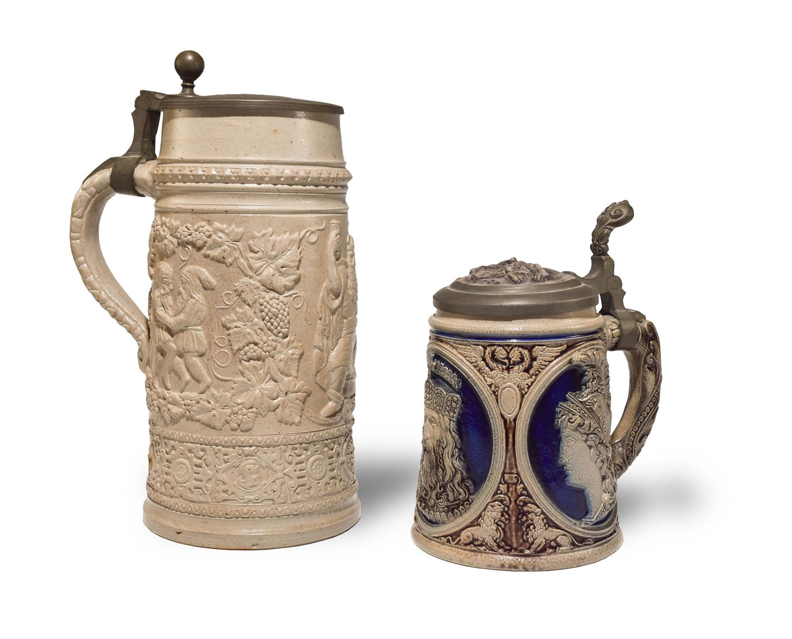 2 German Stoneware Steins, 19th Century (1 of 15)