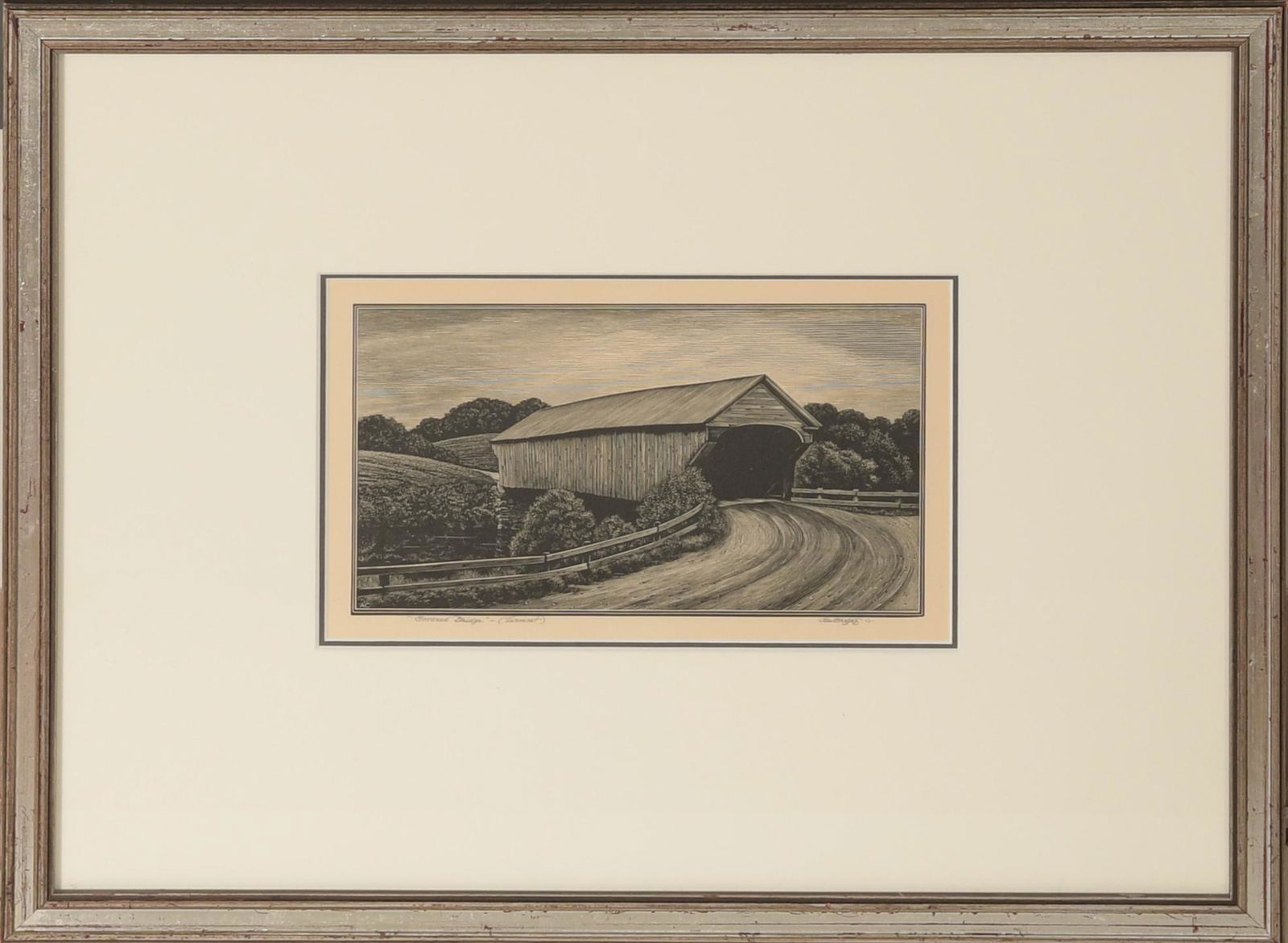 Asa Cheffetz "Covered Bridge, VT" Signed Woodcut (1 of 6)