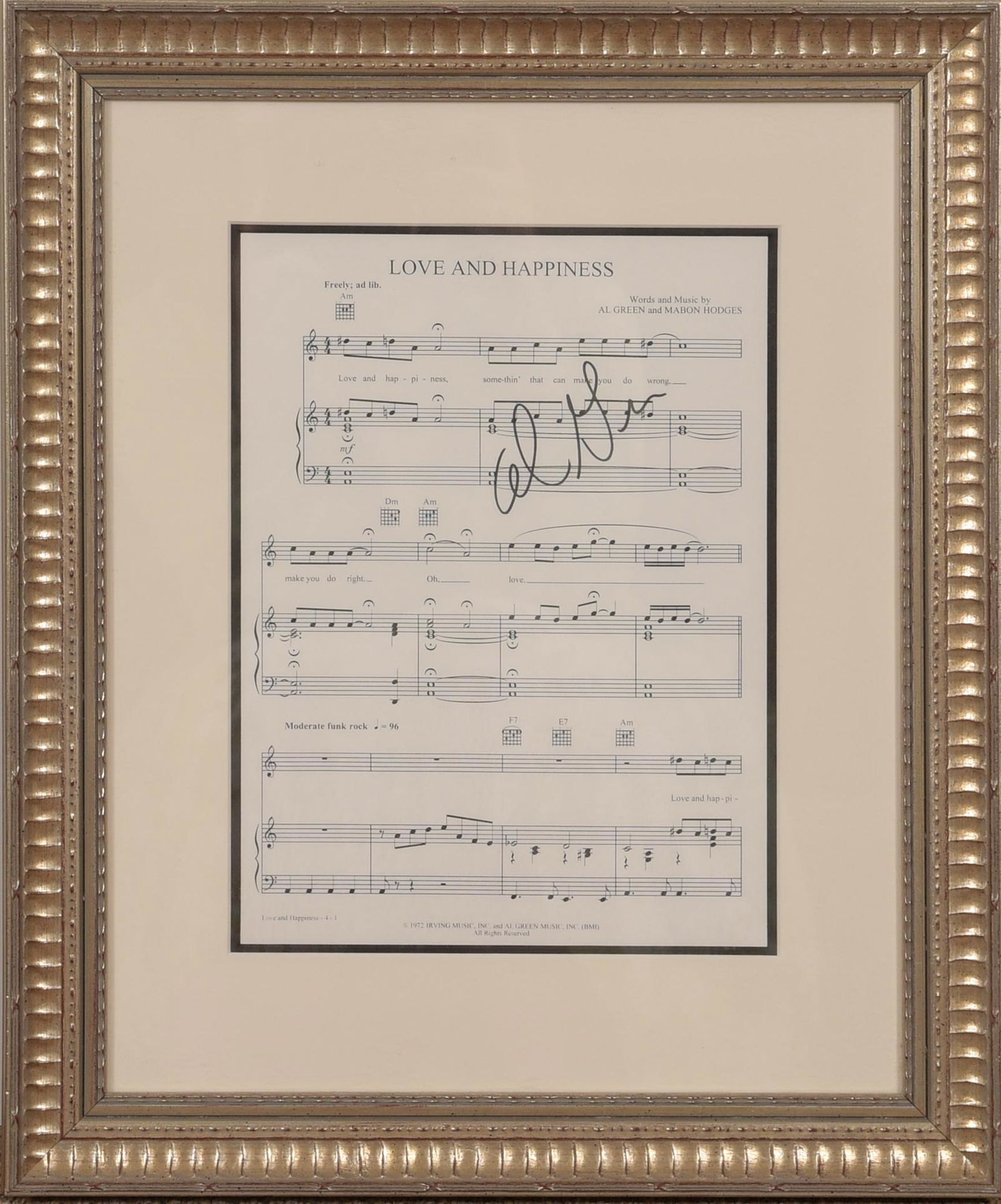 Al Green Signed "Love and Happiness" Sheet Music (1 of 3)