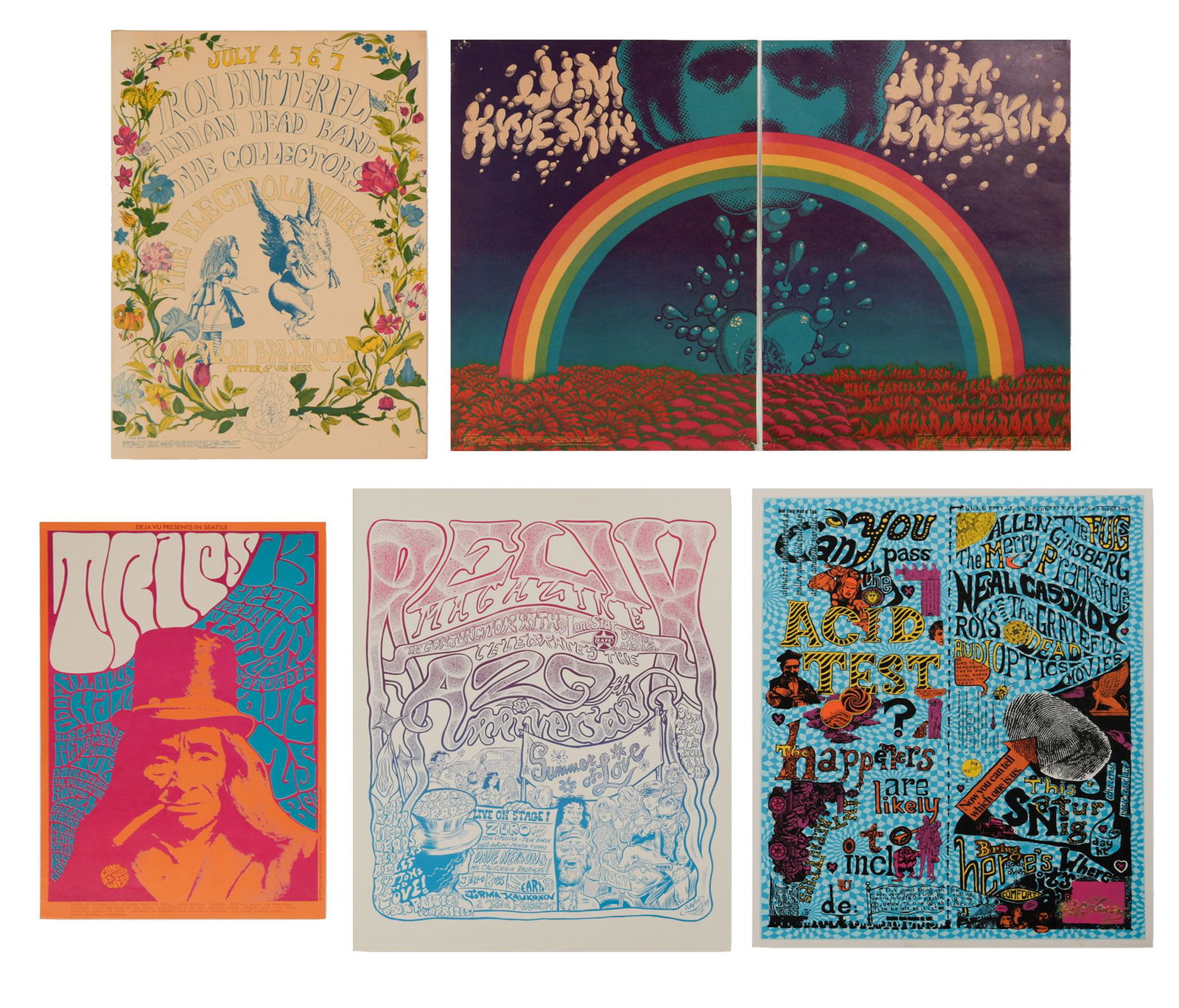 5 Rock Concert Posters inc. Ken Kesey Signed (1 of 15)