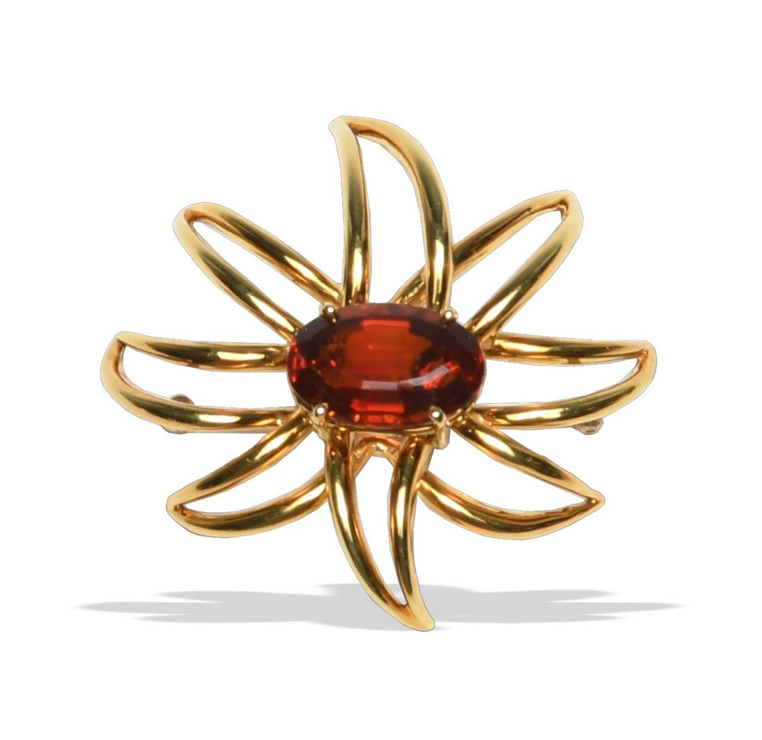Ladies 18K Gold & Madeira Citrine Brooch (1 of 6)