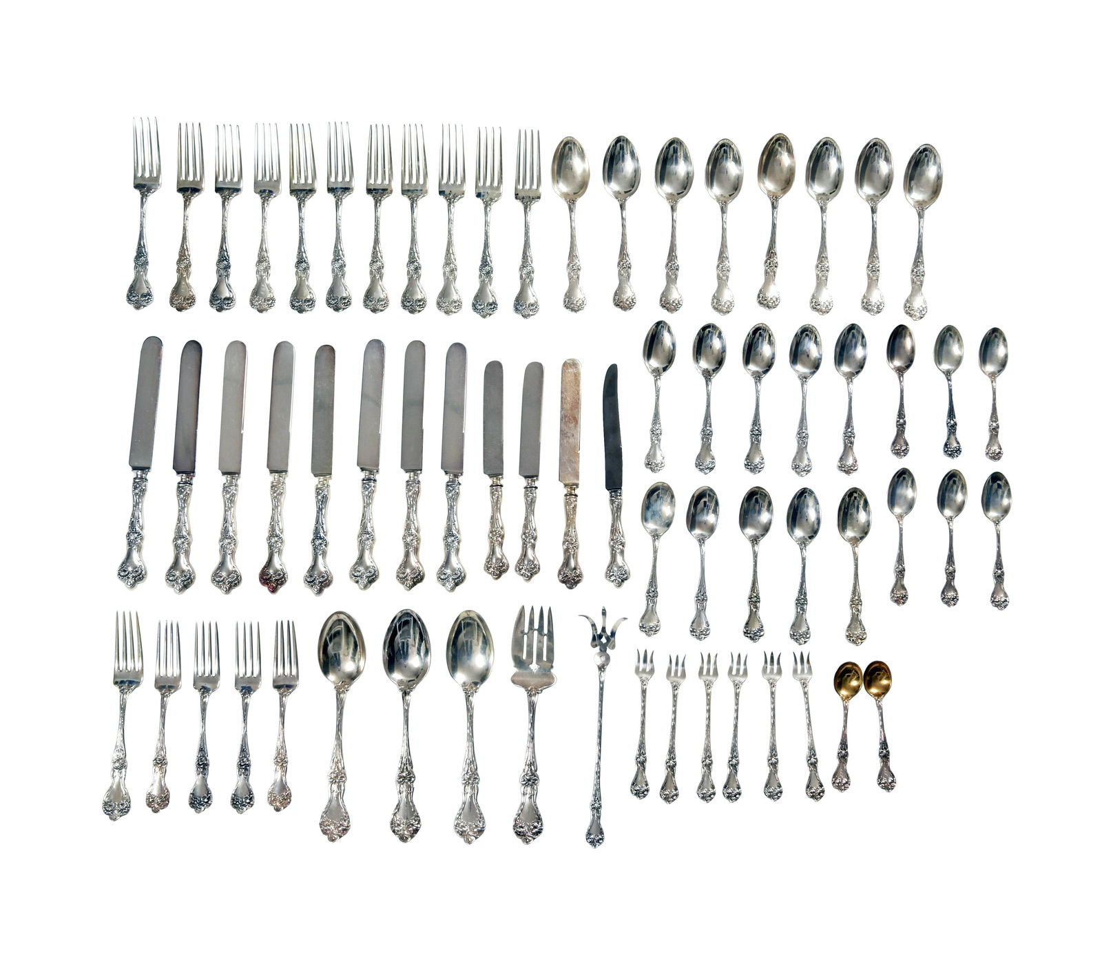 64 Piece Alvin Sterling Majestic Pattern Flatware (1 of 8)