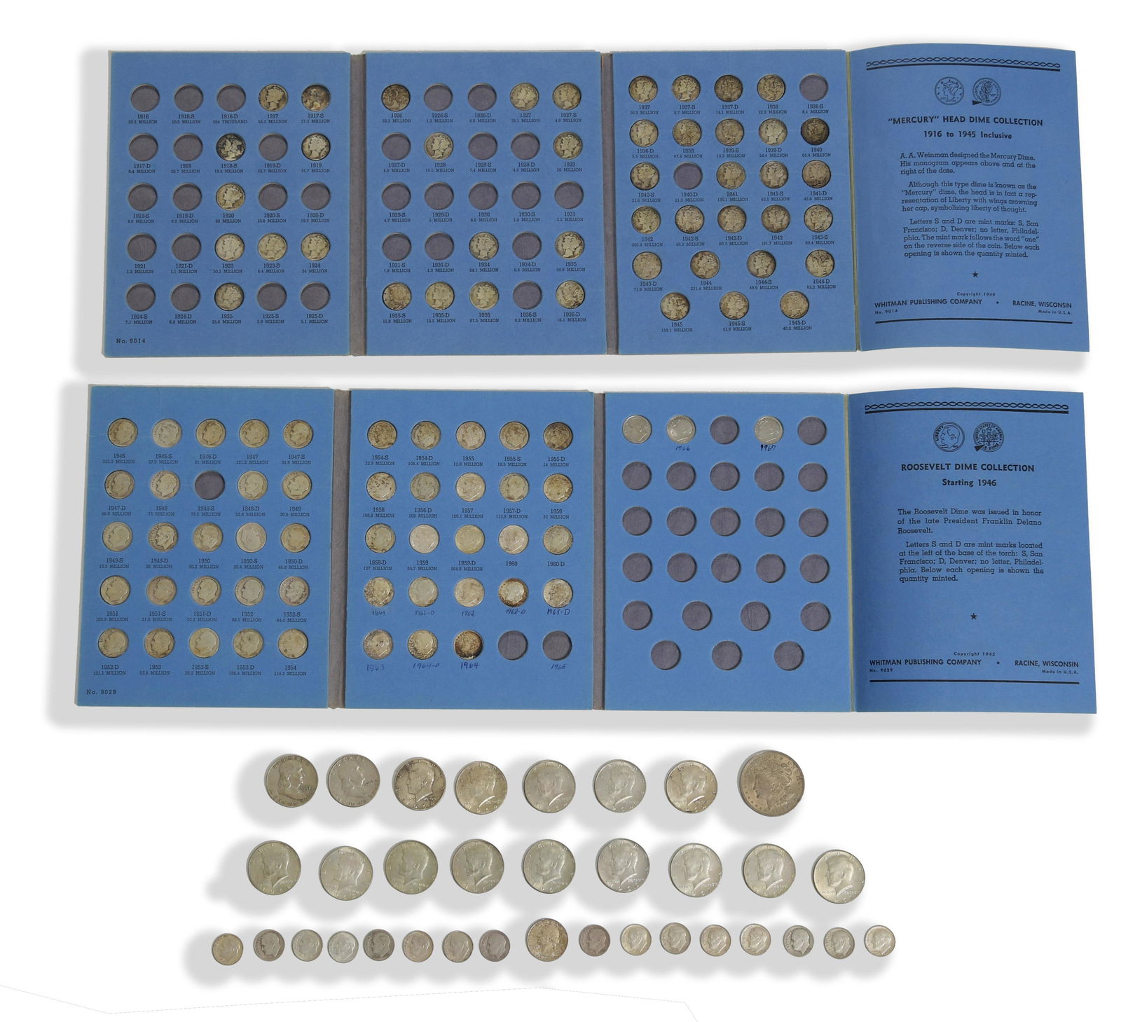 Lot of 126 US Silver Coins, Dimes to $1 (1 of 10)