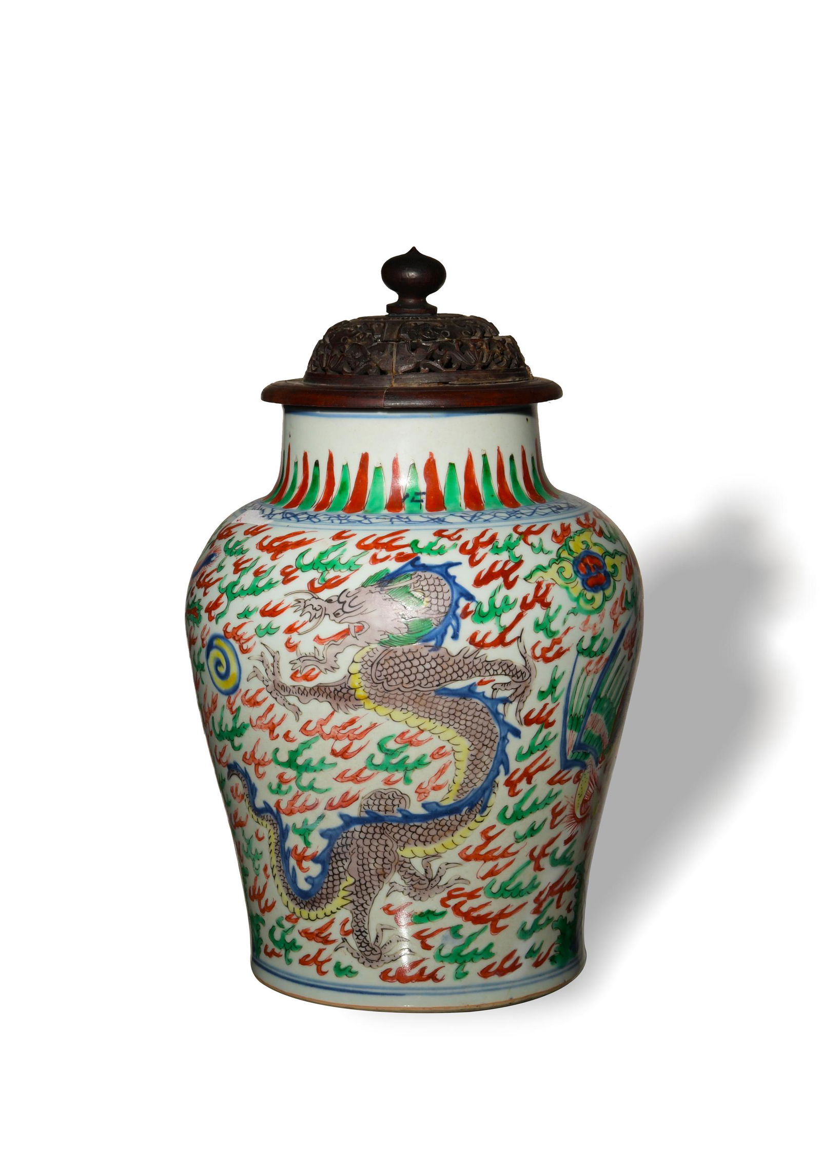 Chinese Blue and White Wucai Ginger Jar, Kangxi (1 of 12)