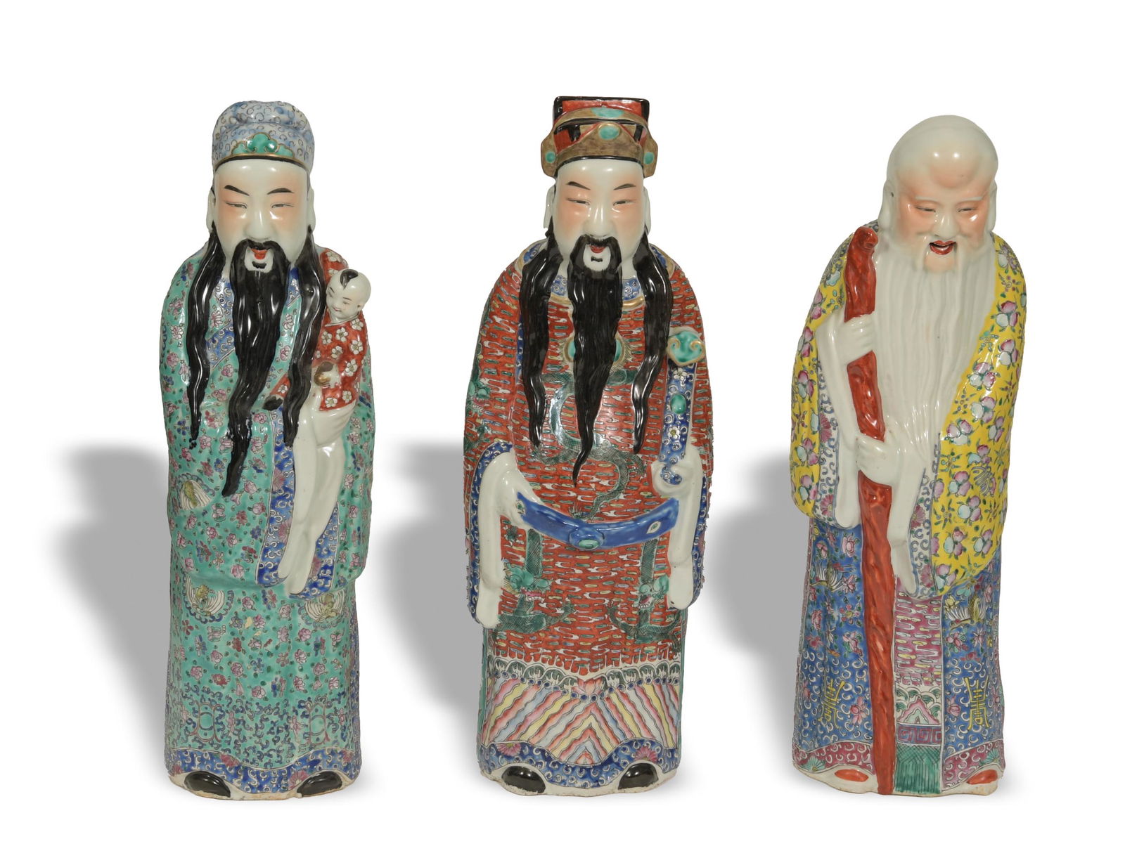 Chinese Famille Rose Trio of Sanxing, Late 19th Century (1 of 9)