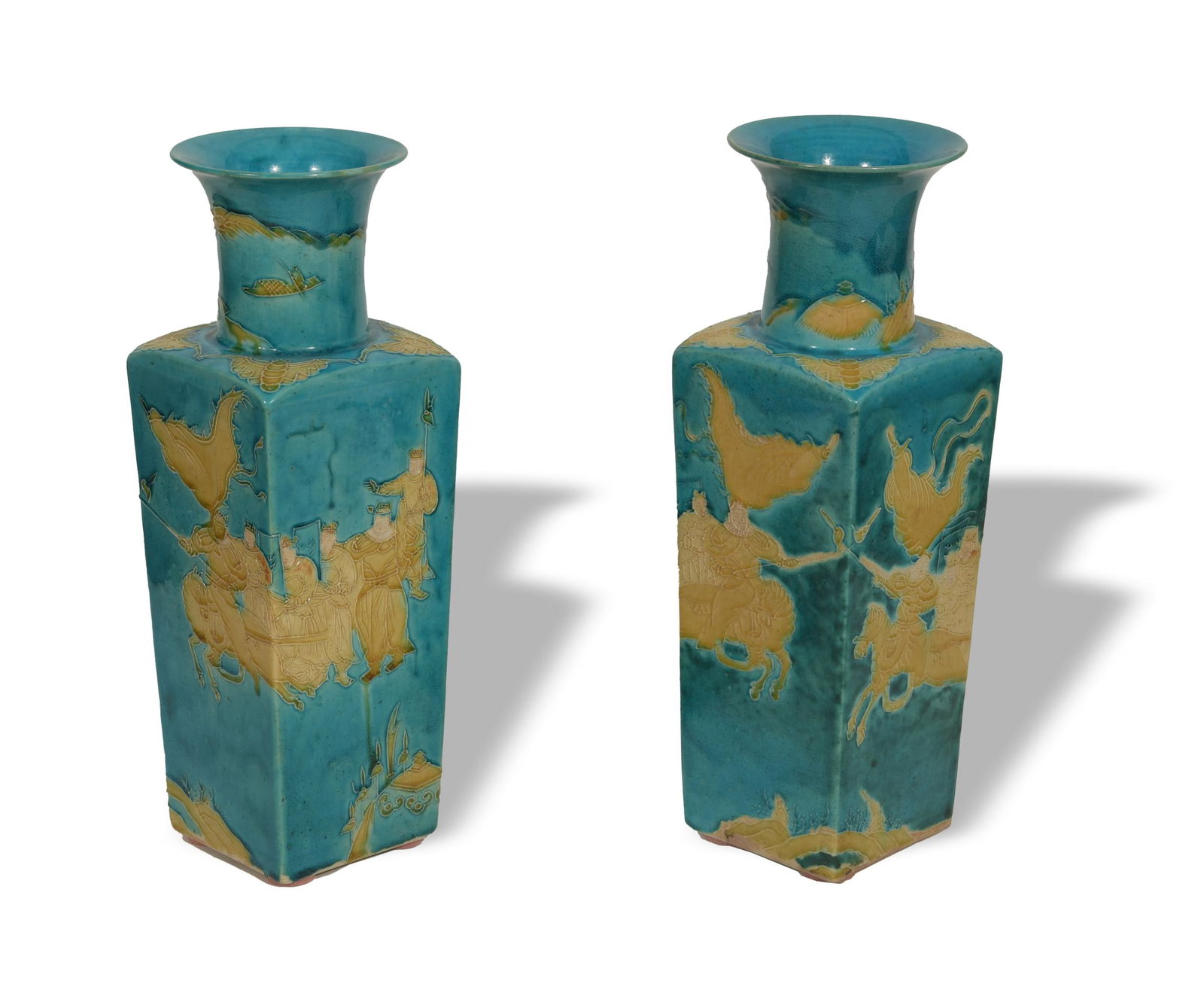 Pair of Chinese Sancai Square Vases, Late 19th Century (1 of 11)