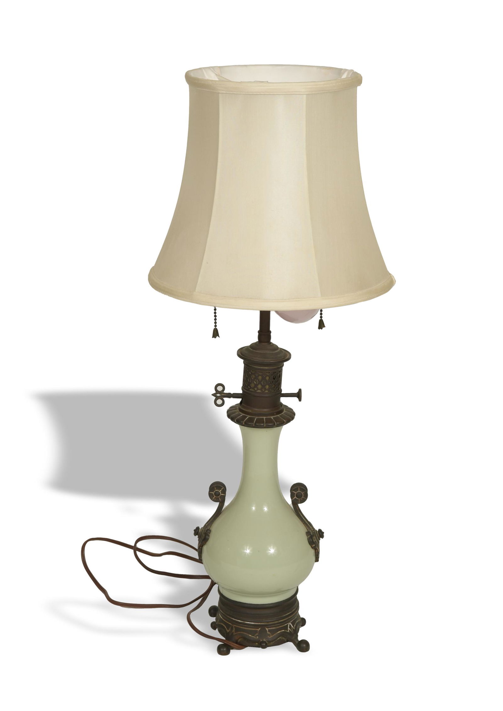 Chinese Celadon Vase made into a Lamp, 19th Century (1 of 8)